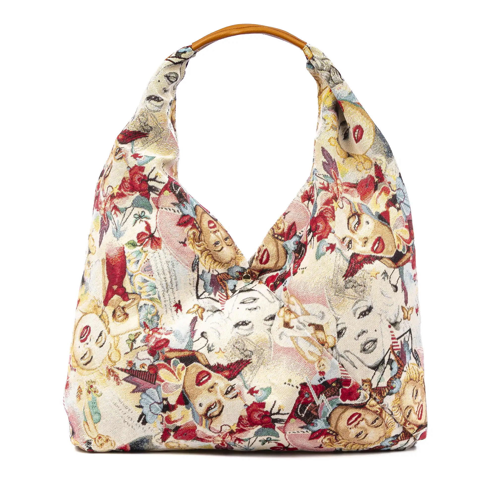 Banzi bolso Shopper de algodón, con asa en cuero. Diseño exclusivo.