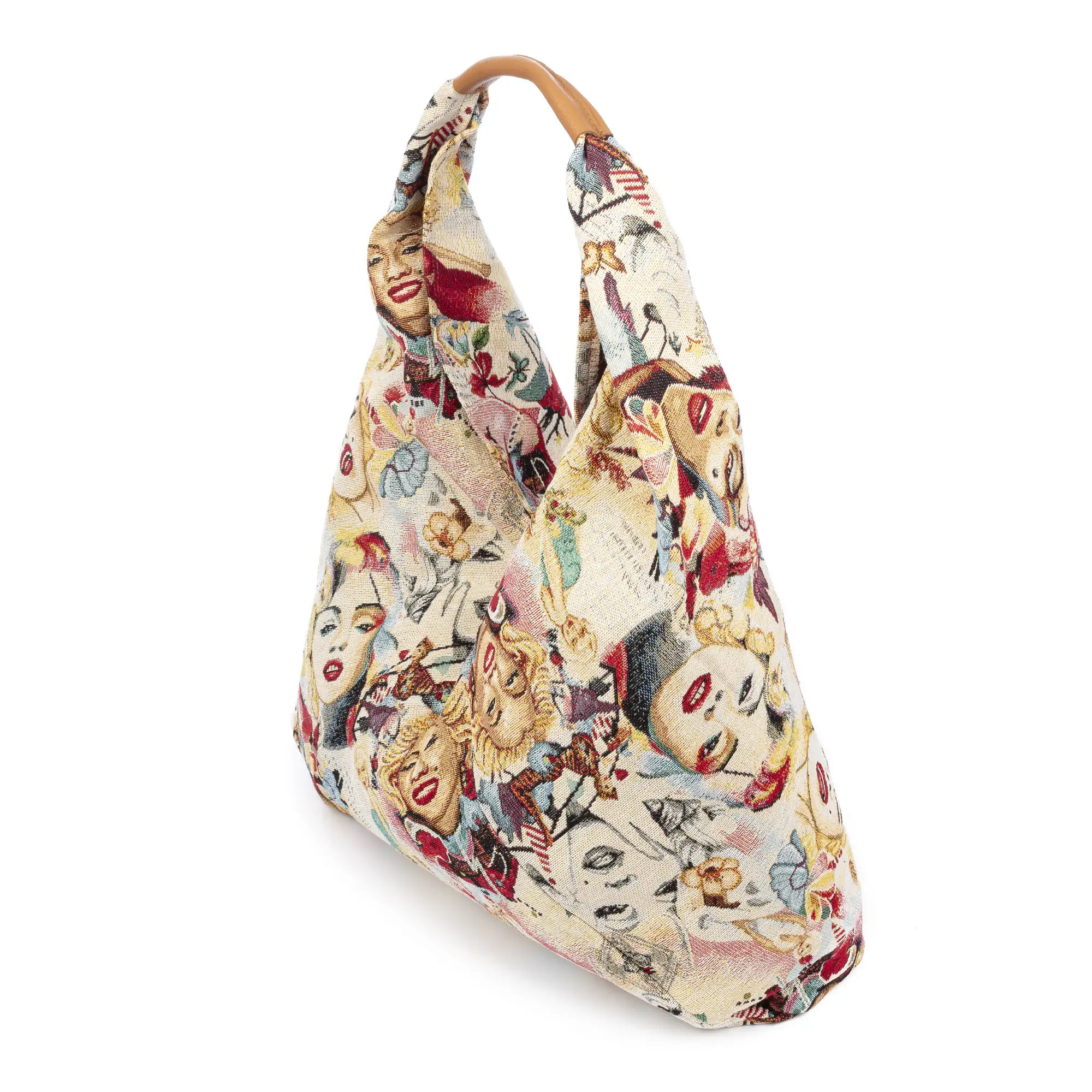 Banzi bolso Shopper de algodón, con asa en cuero. Diseño exclusivo.