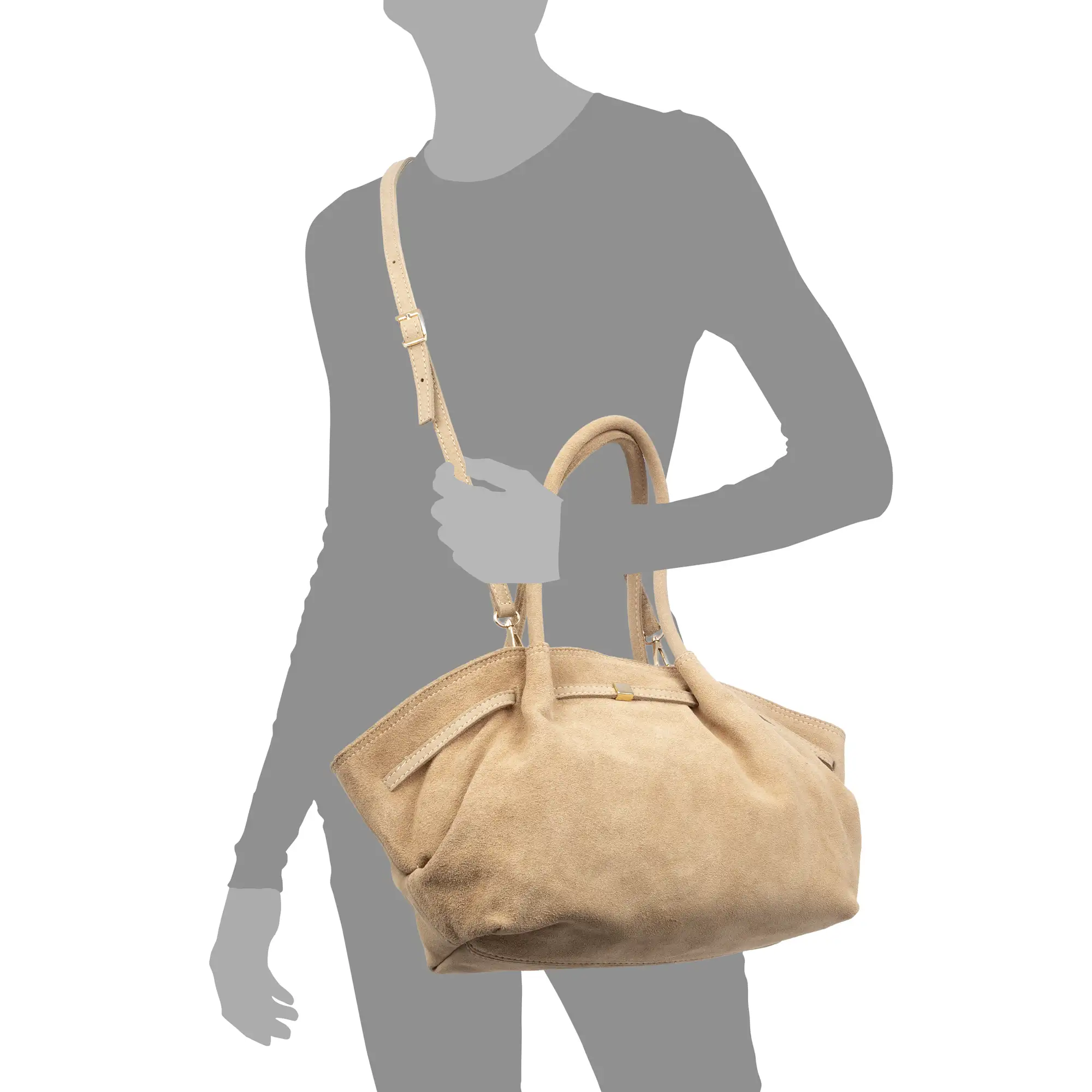 Baradili bolso de hombro mujer. Piel auténtica gamuza.