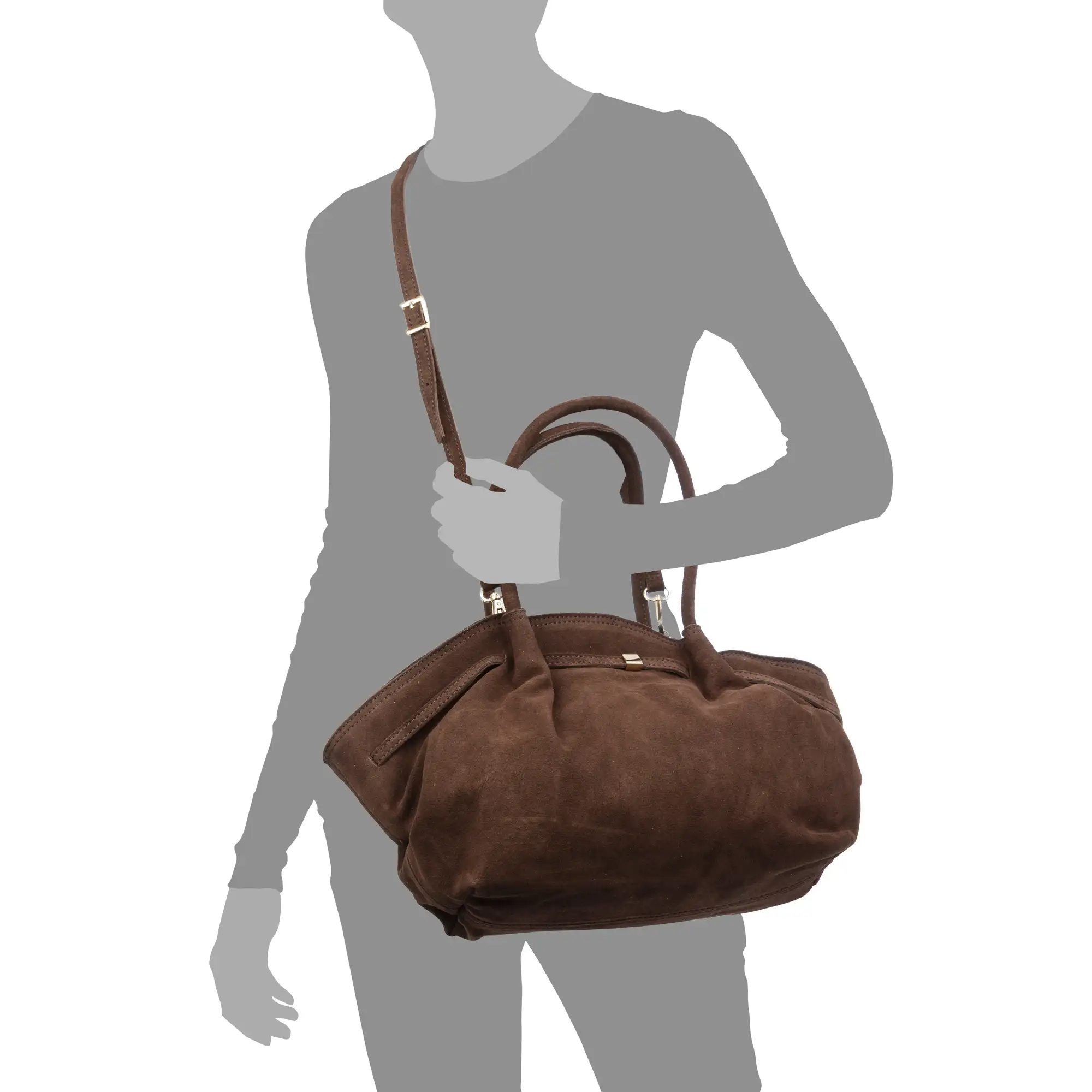 Baradili bolso de hombro mujer. Piel auténtica gamuza.