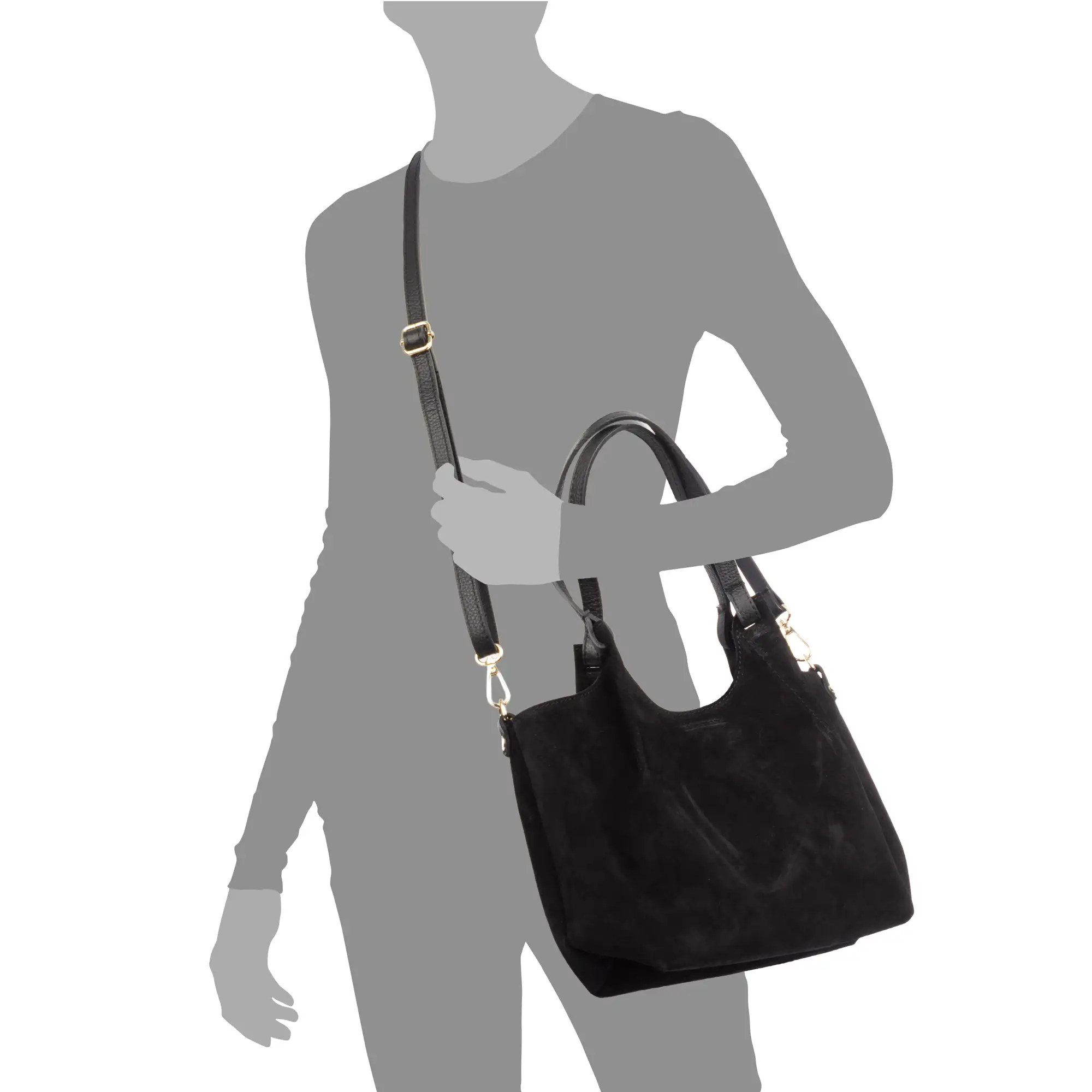 Baragiano bolso tote mujer. Piel auténtica Gamuza.