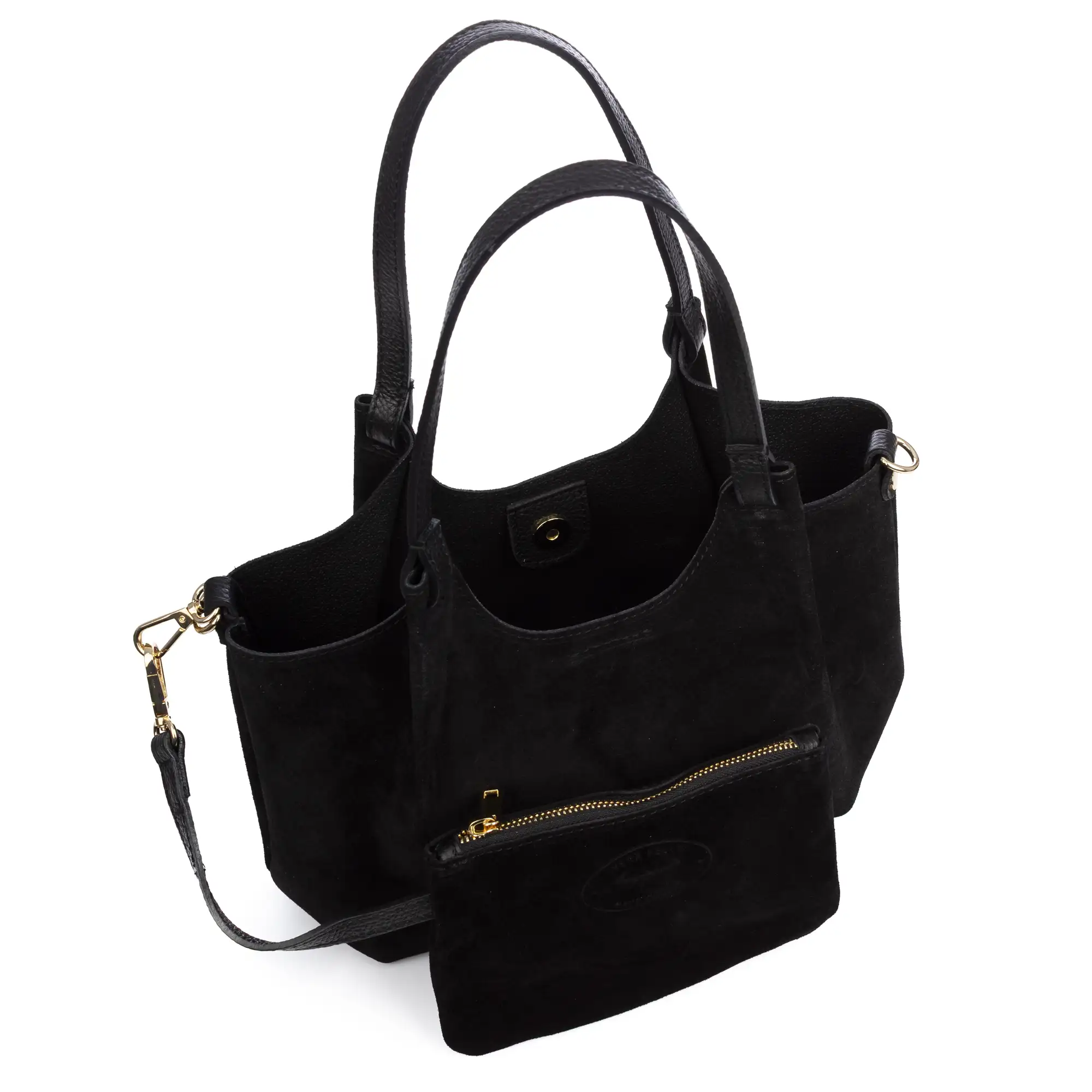 Baragiano bolso tote mujer. Piel auténtica Gamuza.