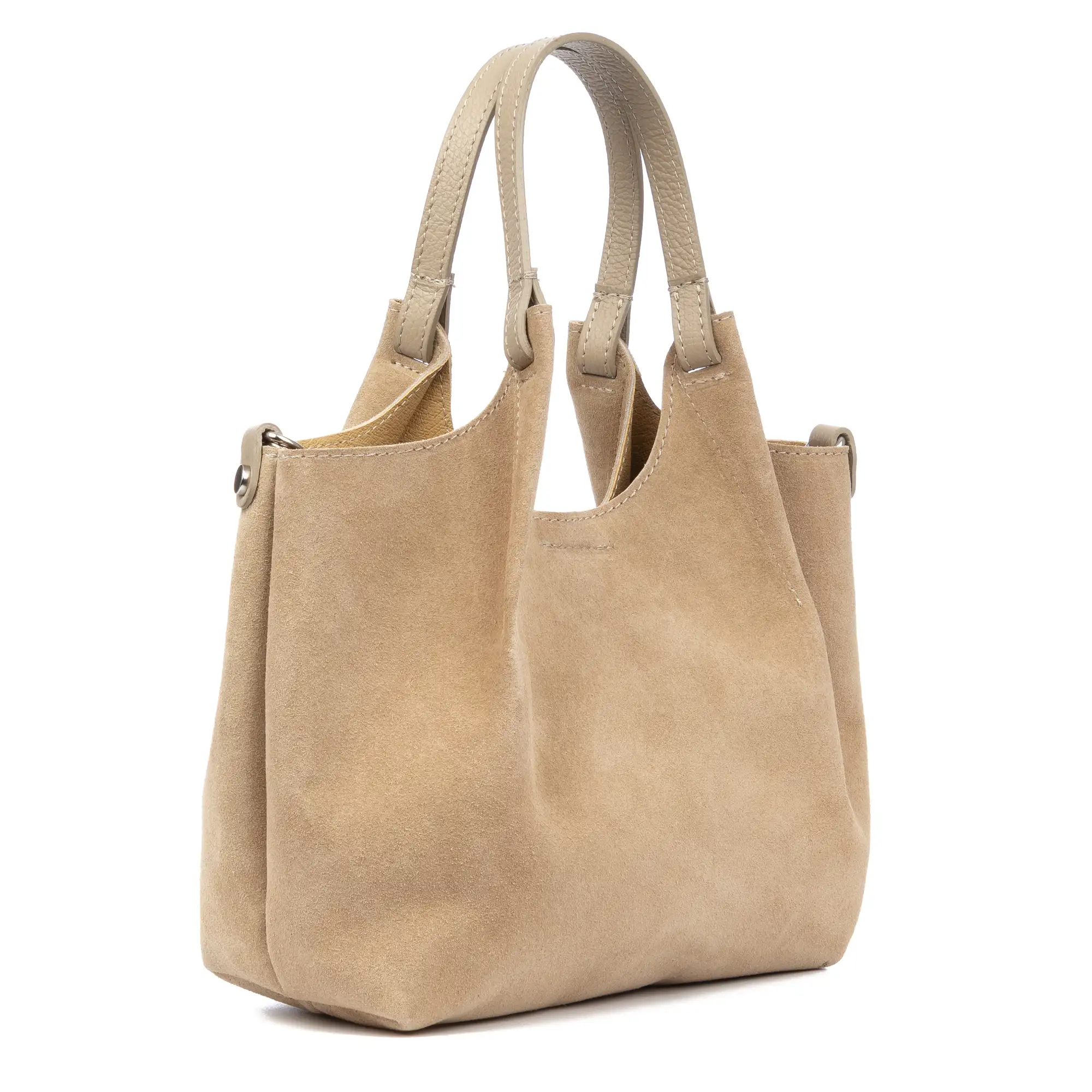 Baragiano bolso tote mujer. Piel auténtica Gamuza.