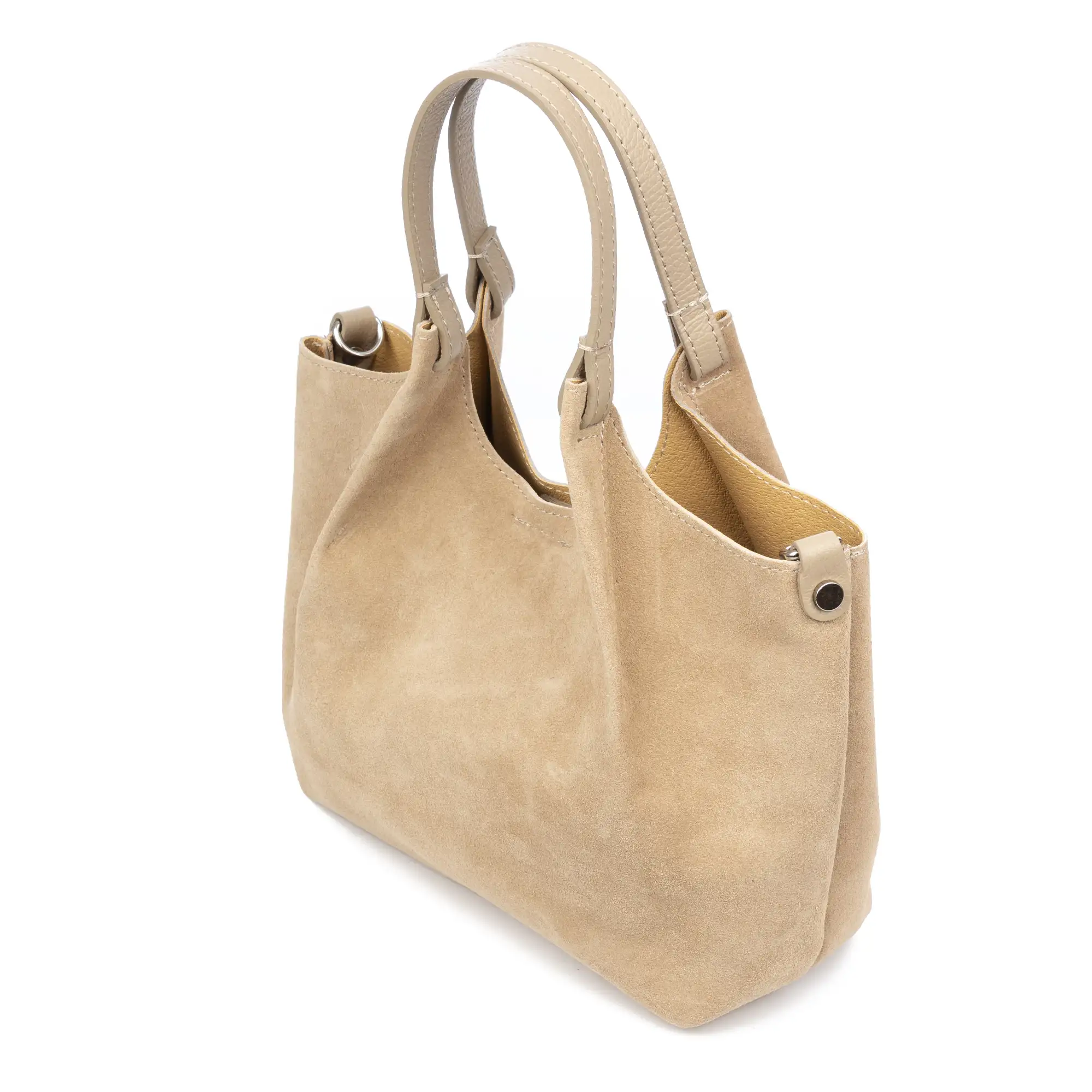 Baragiano bolso tote mujer. Piel auténtica Gamuza.