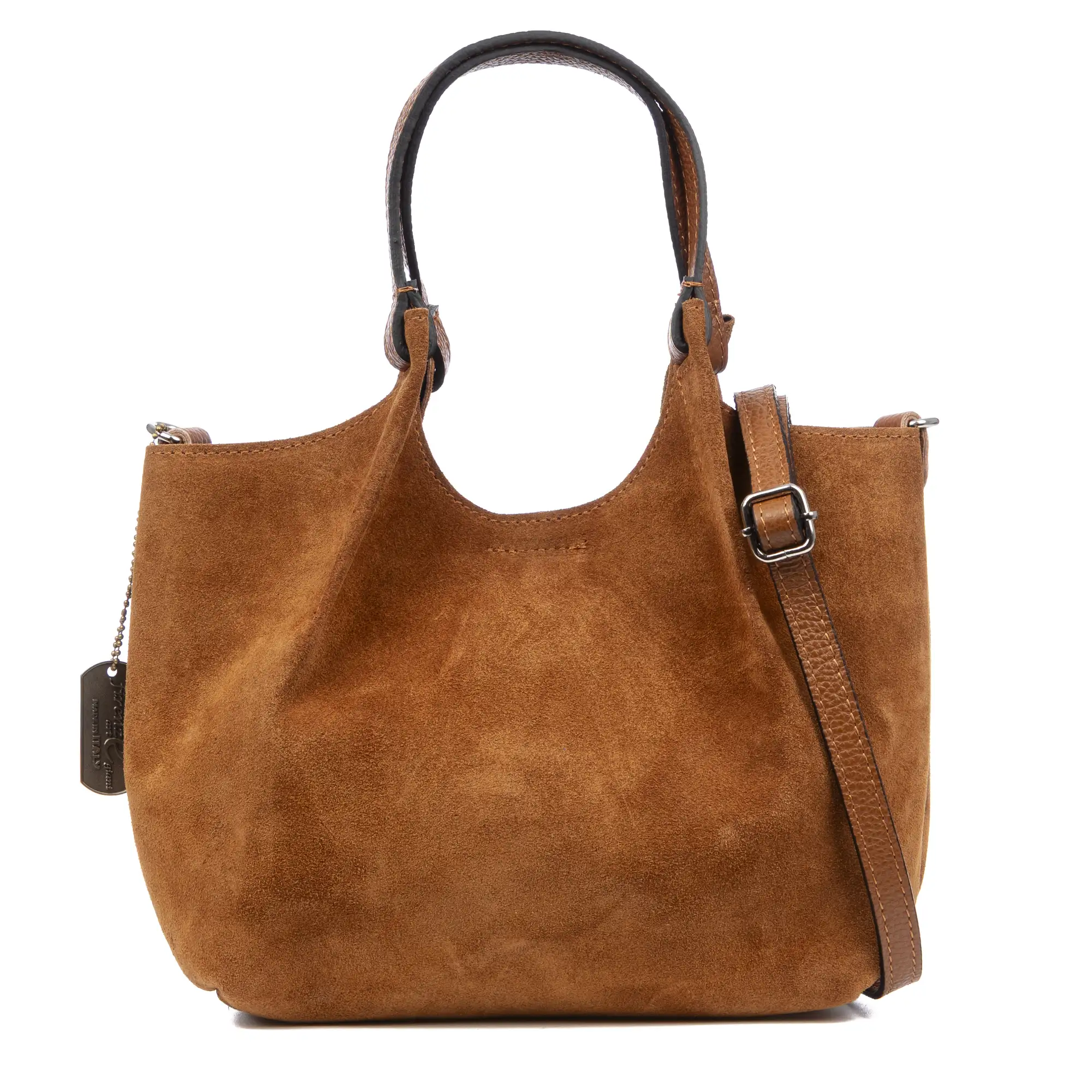 Baragiano bolso tote mujer. Piel auténtica Gamuza.
