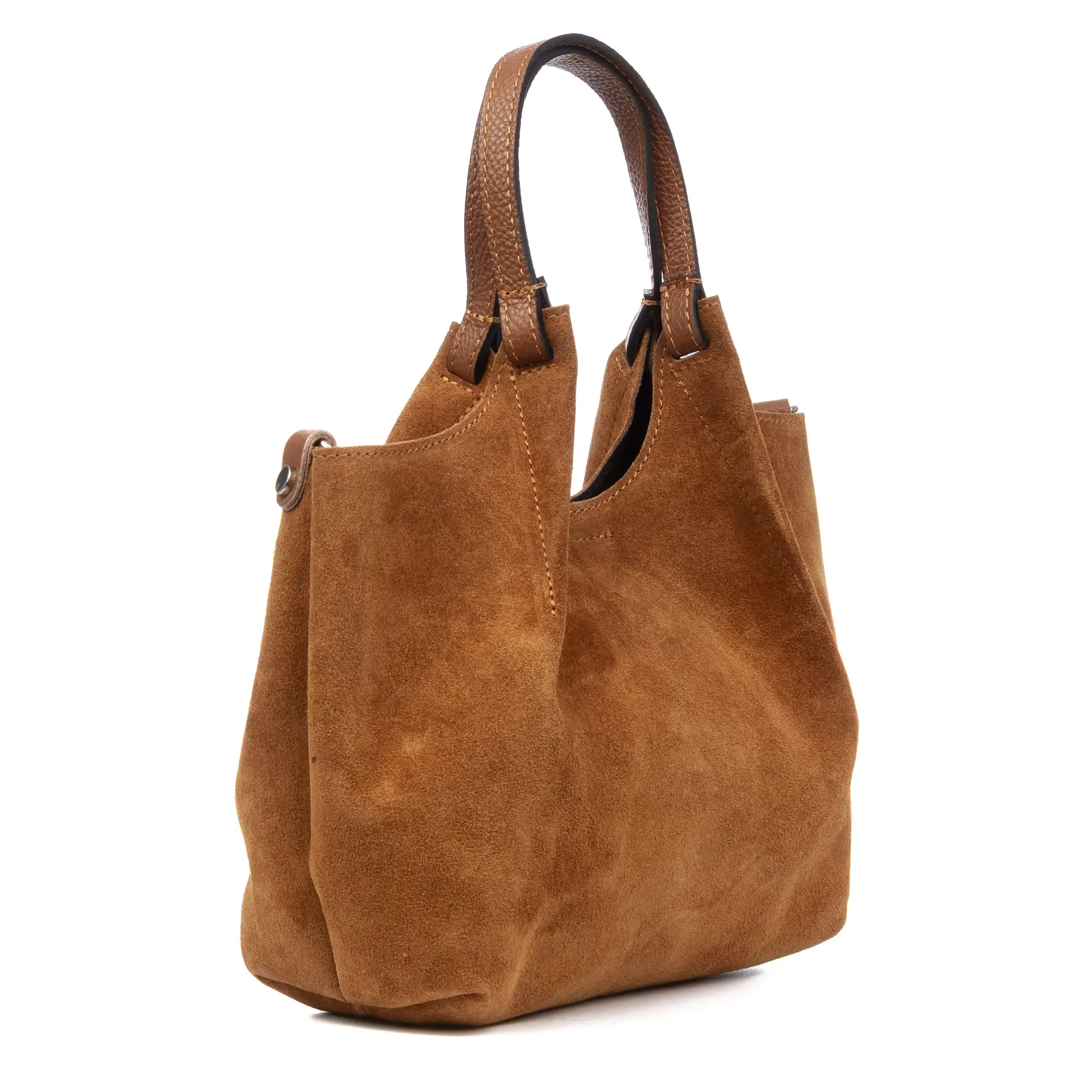 Baragiano bolso tote mujer. Piel auténtica Gamuza.