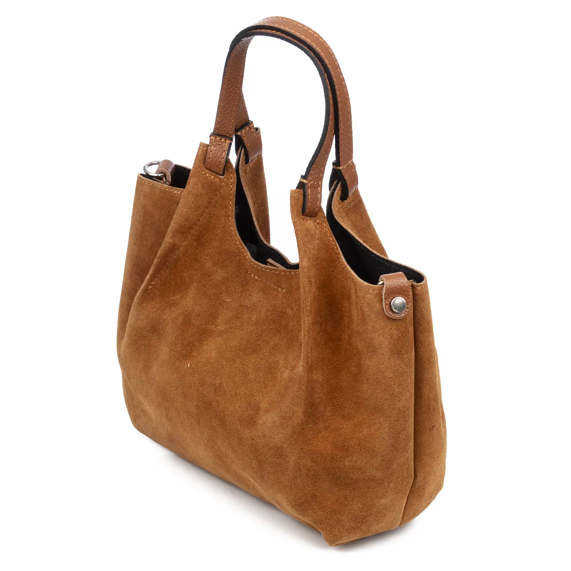 Baragiano bolso tote mujer. Piel auténtica Gamuza.