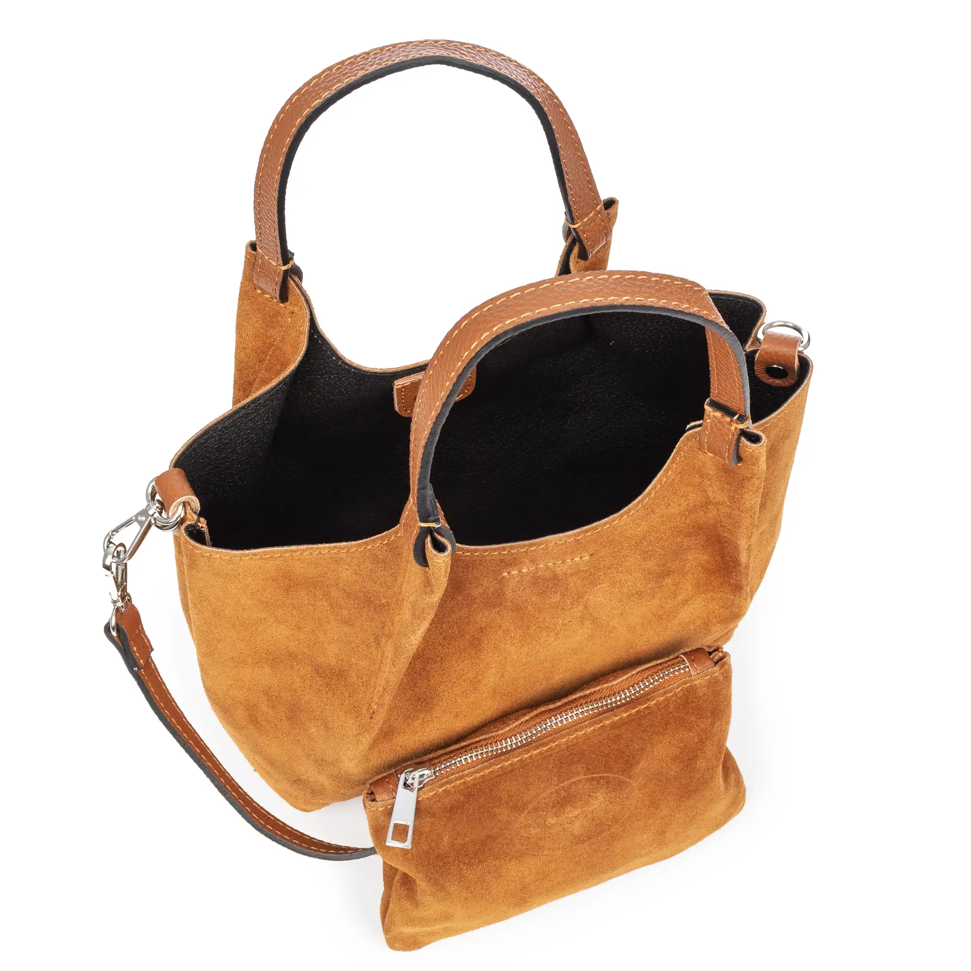 Baragiano bolso tote mujer. Piel auténtica Gamuza.