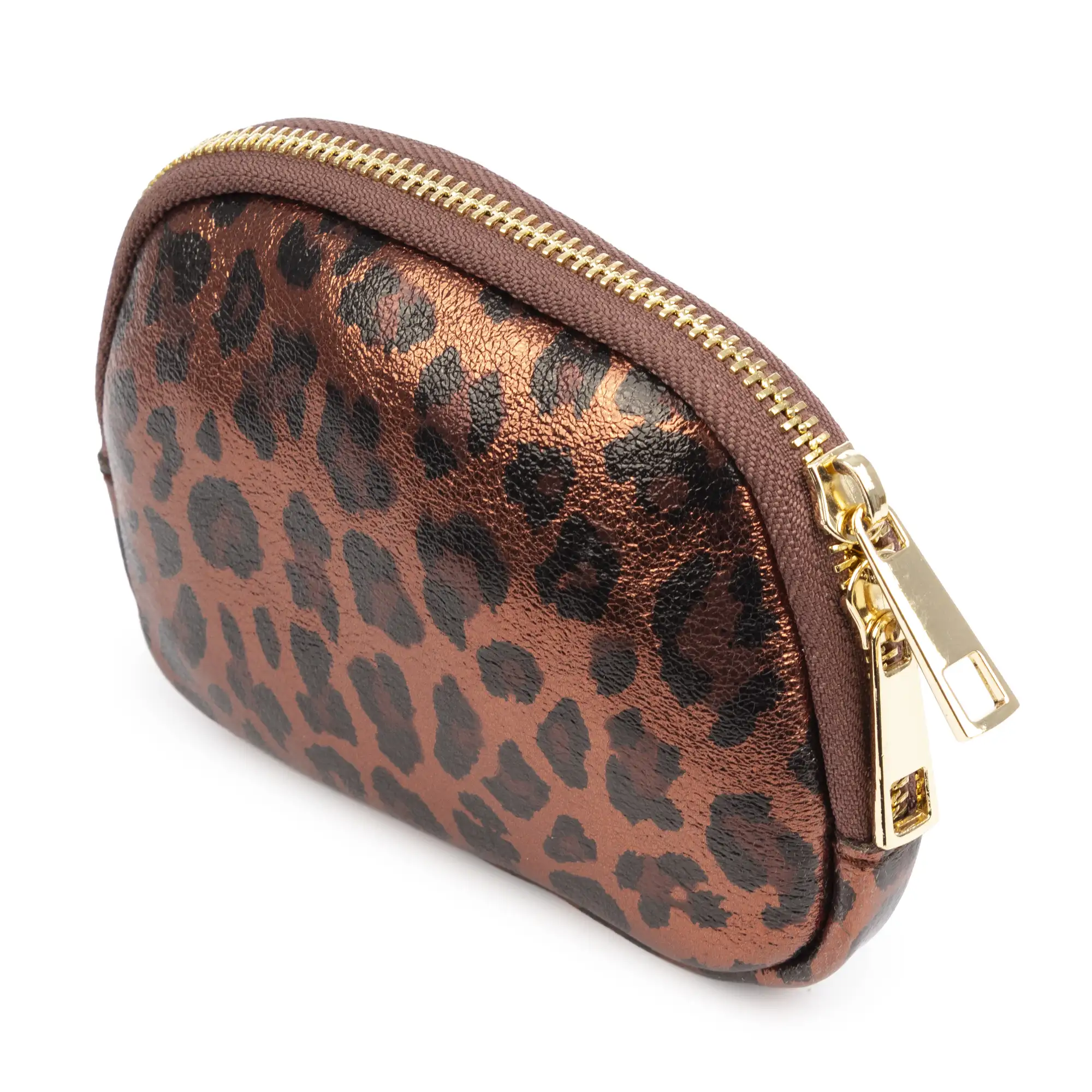 Baratili monedero portatodo mujer. Piel auténtica Gamuza con estampado animal print leopardo lacada brillante.