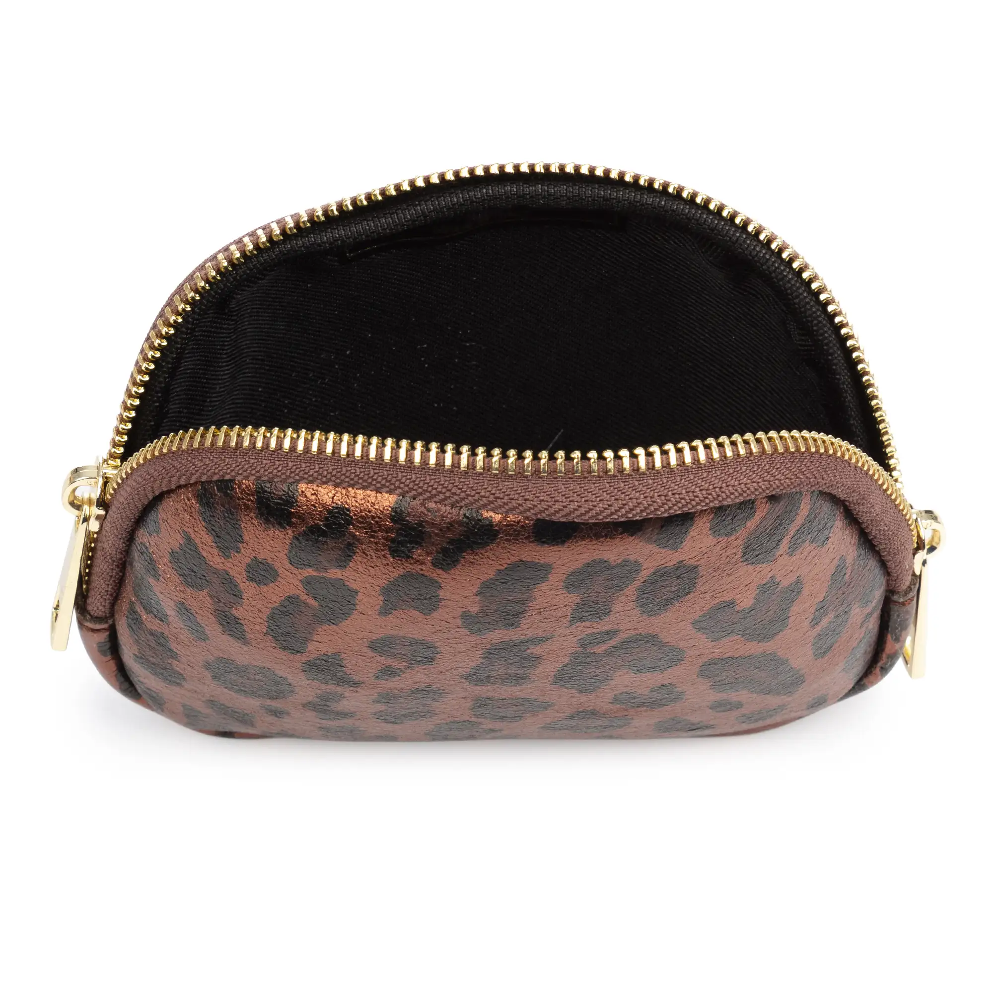 Baratili monedero portatodo mujer. Piel auténtica Gamuza con estampado animal print leopardo lacada brillante.