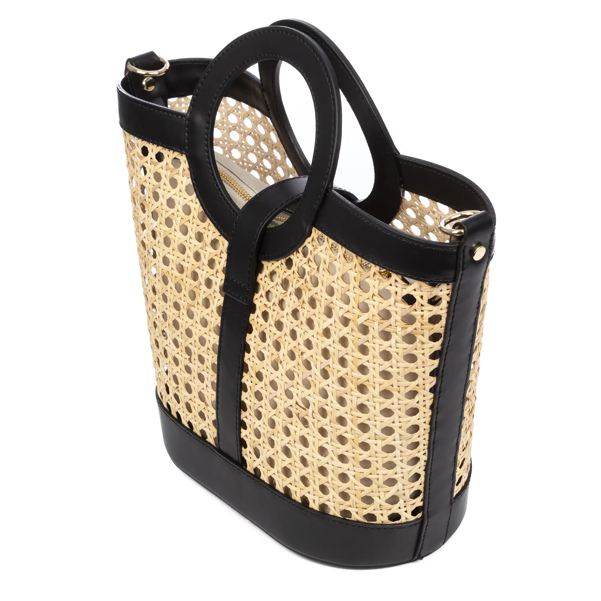 Barbarano bolso tote mujer. Piel auténtica combinada con cáñamo.