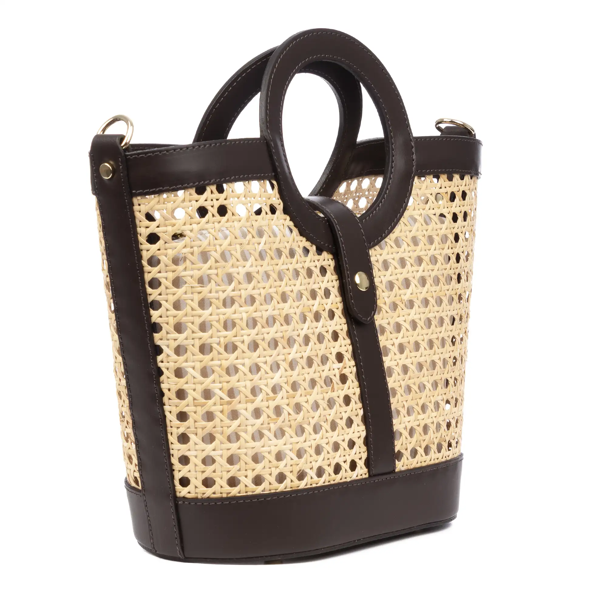 Barbarano bolso tote mujer. Piel auténtica combinada con cáñamo.