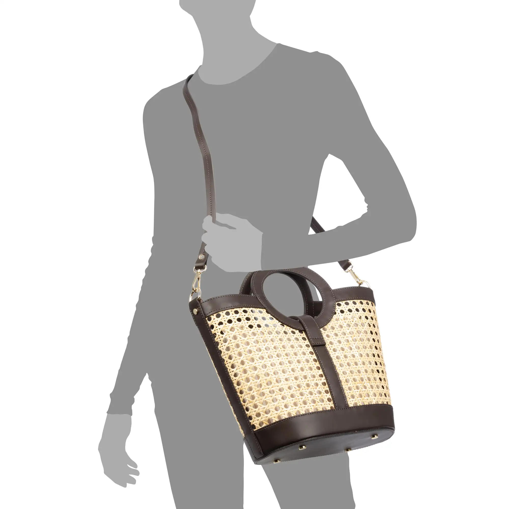 Barbarano bolso tote mujer. Piel auténtica combinada con cáñamo.