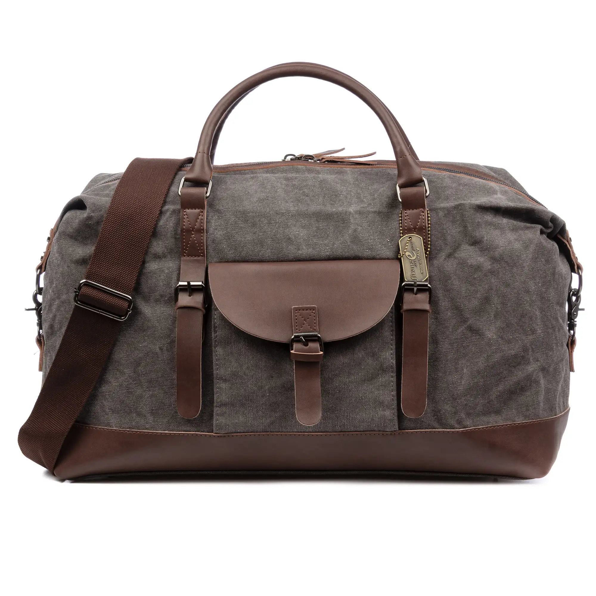 Barbariga bolso de viaje. De lona canvas premium combinada con piel.