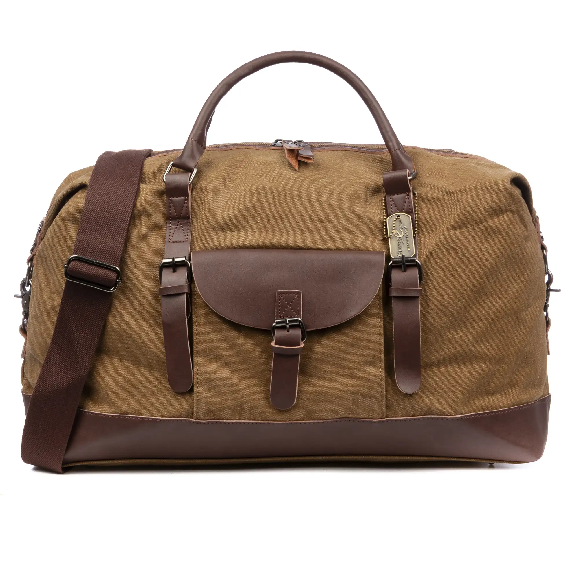 Barbariga bolso de viaje. De lona canvas premium combinada con piel.