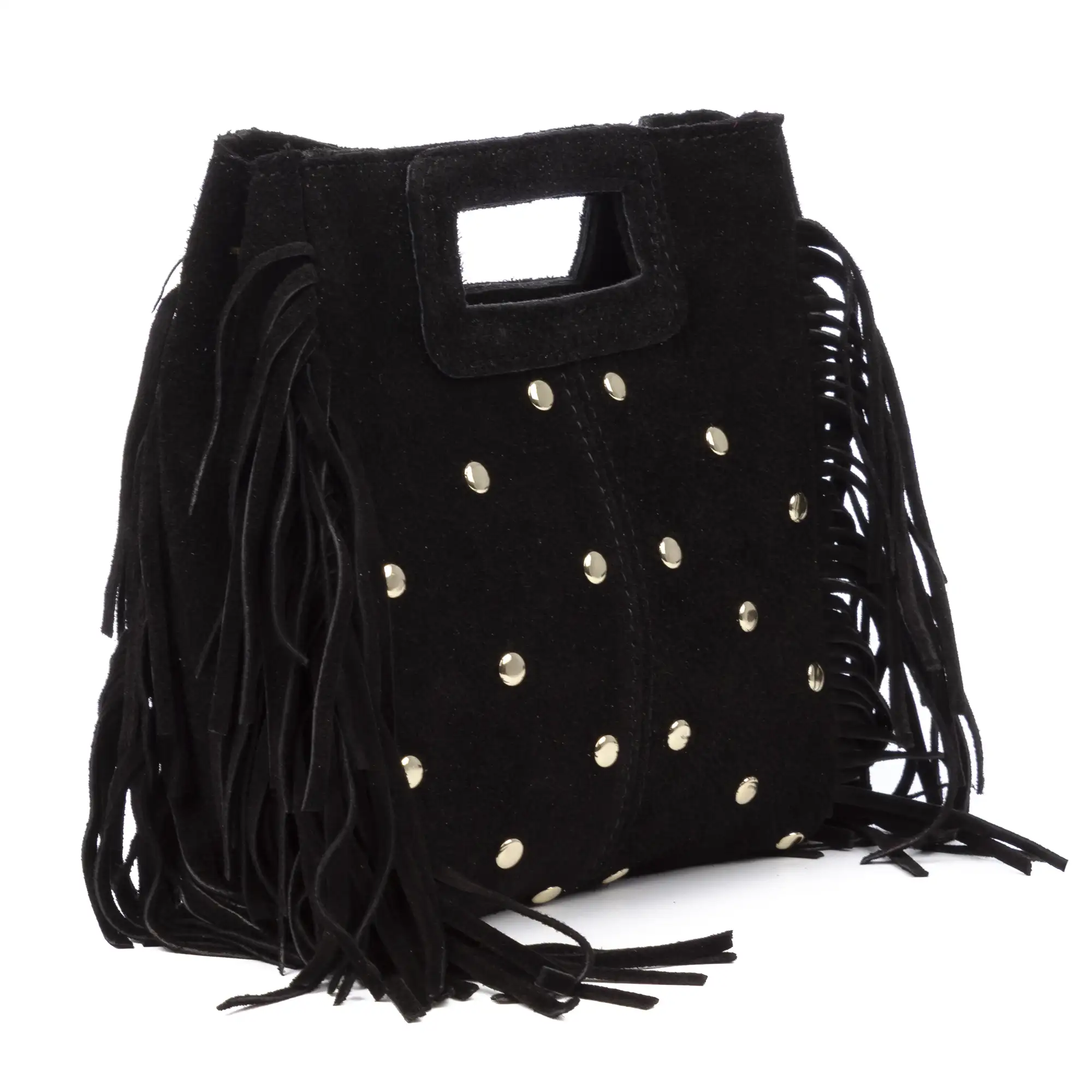 Barbata bolso bandolera mujer. Piel auténtica Gamuza con tachuelas decorativas.