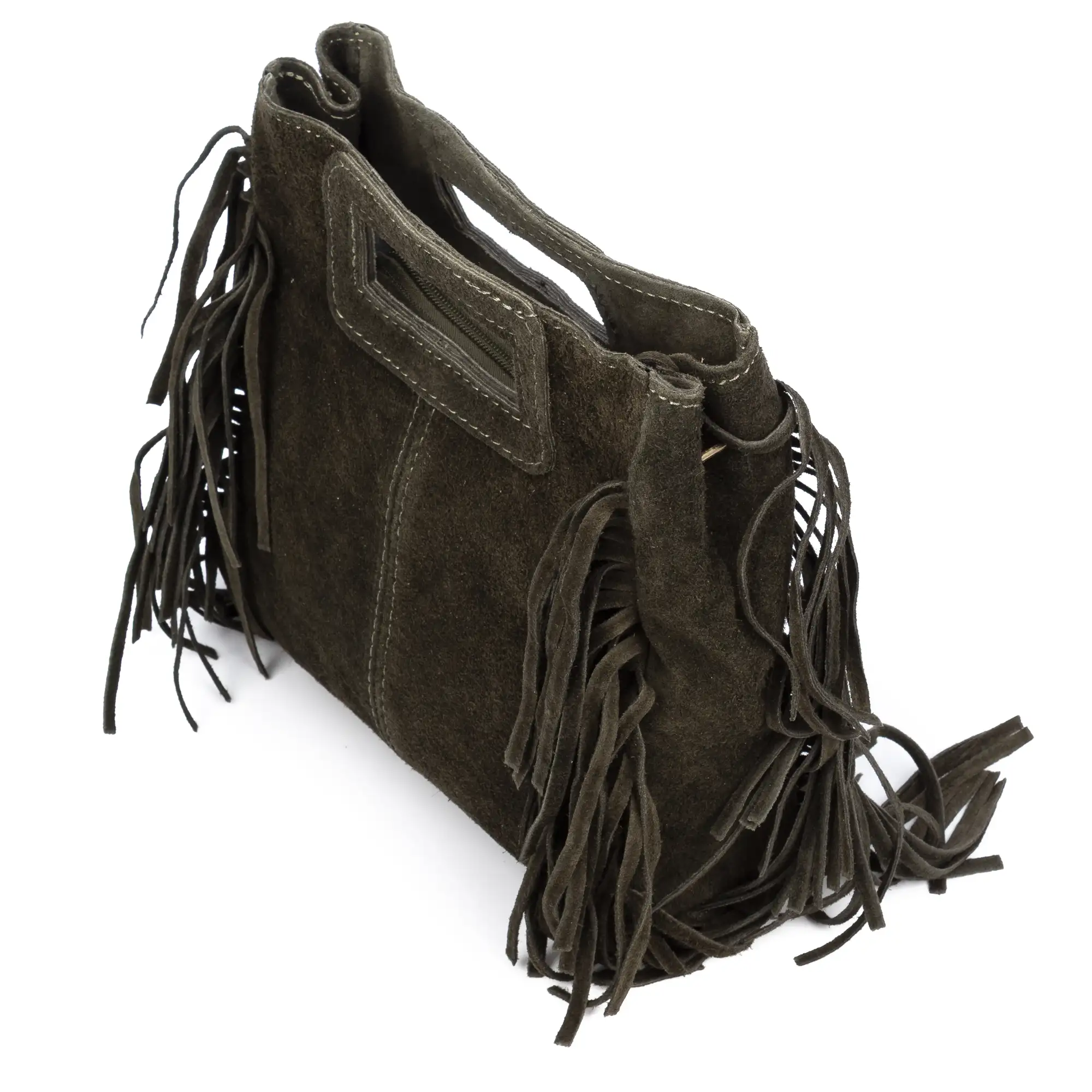 Barbata bolso bandolera mujer. Piel auténtica Gamuza con tachuelas decorativas.