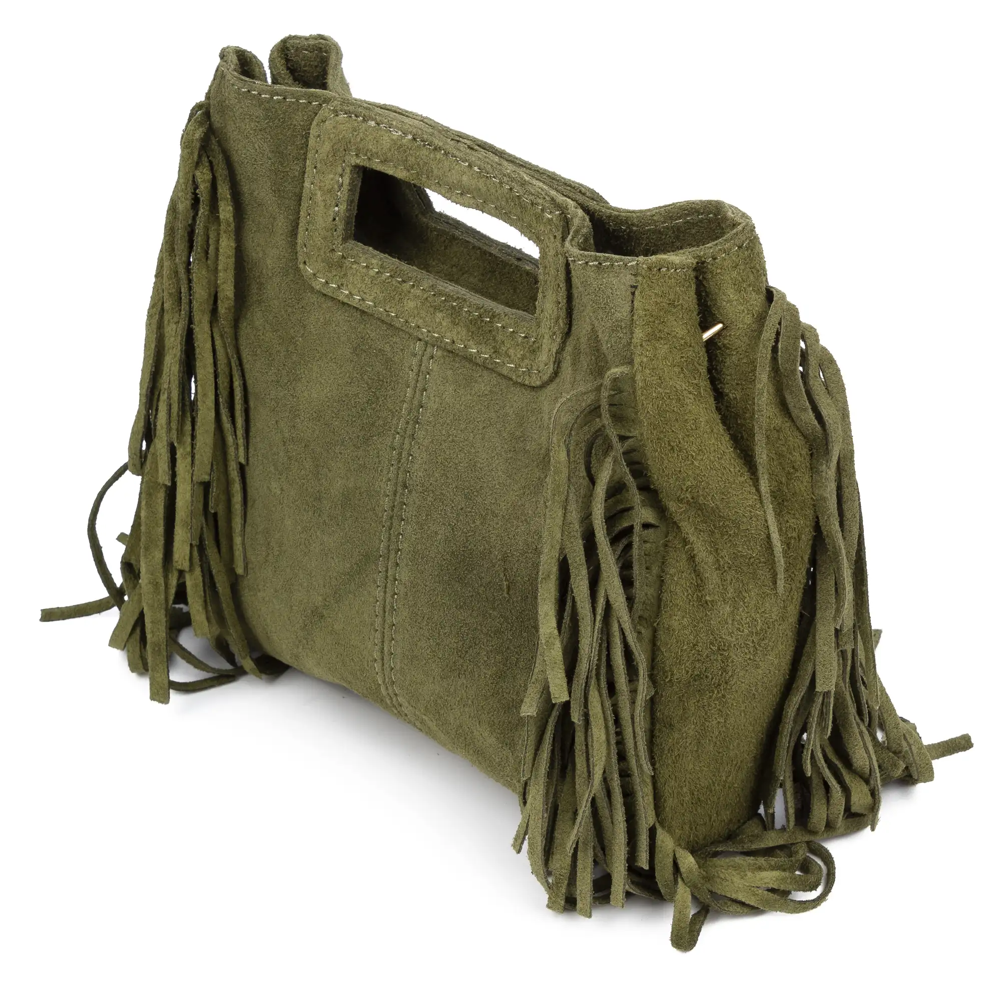 Barbata bolso bandolera mujer. Piel auténtica Gamuza con tachuelas decorativas.