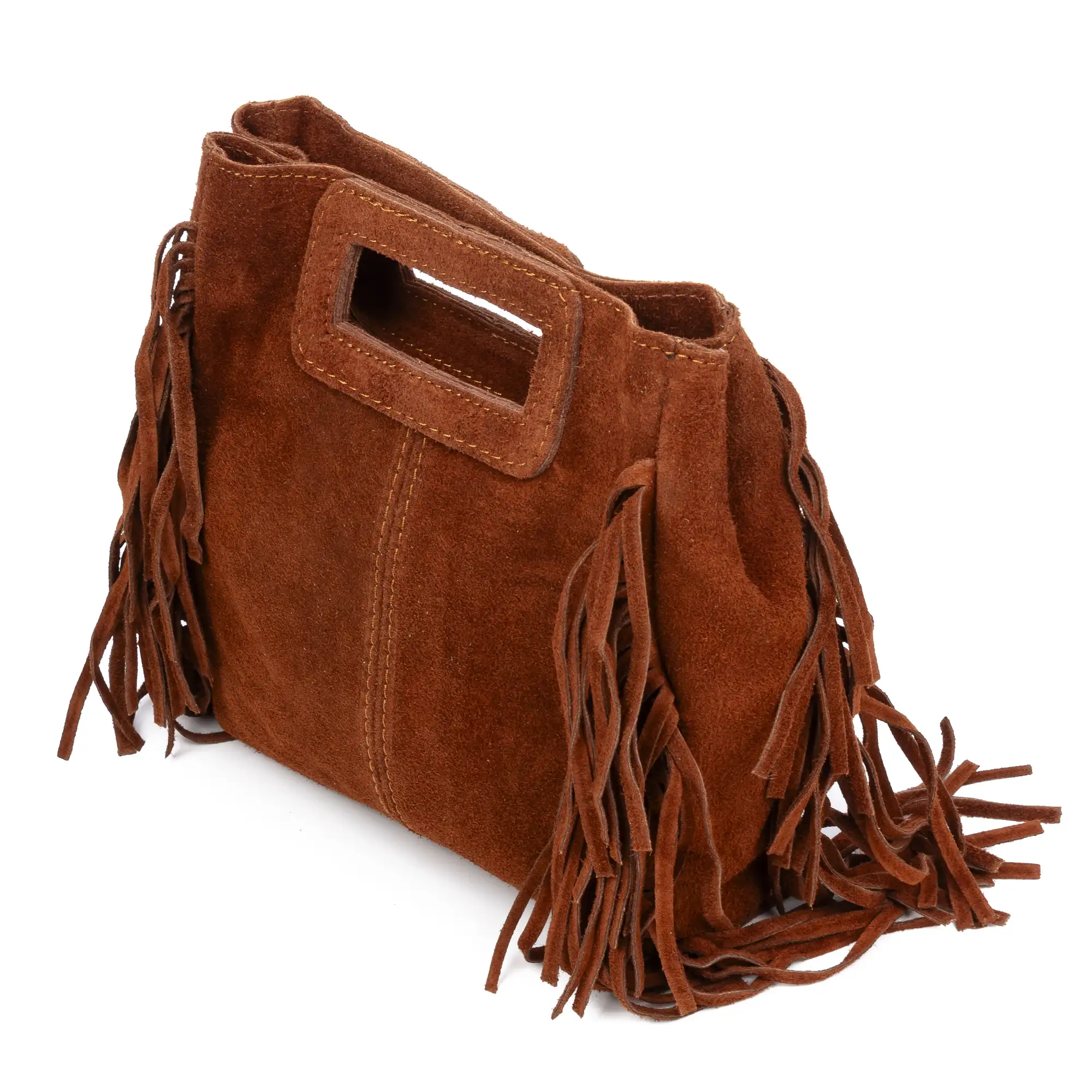Barbata bolso bandolera mujer. Piel auténtica Gamuza con tachuelas decorativas.