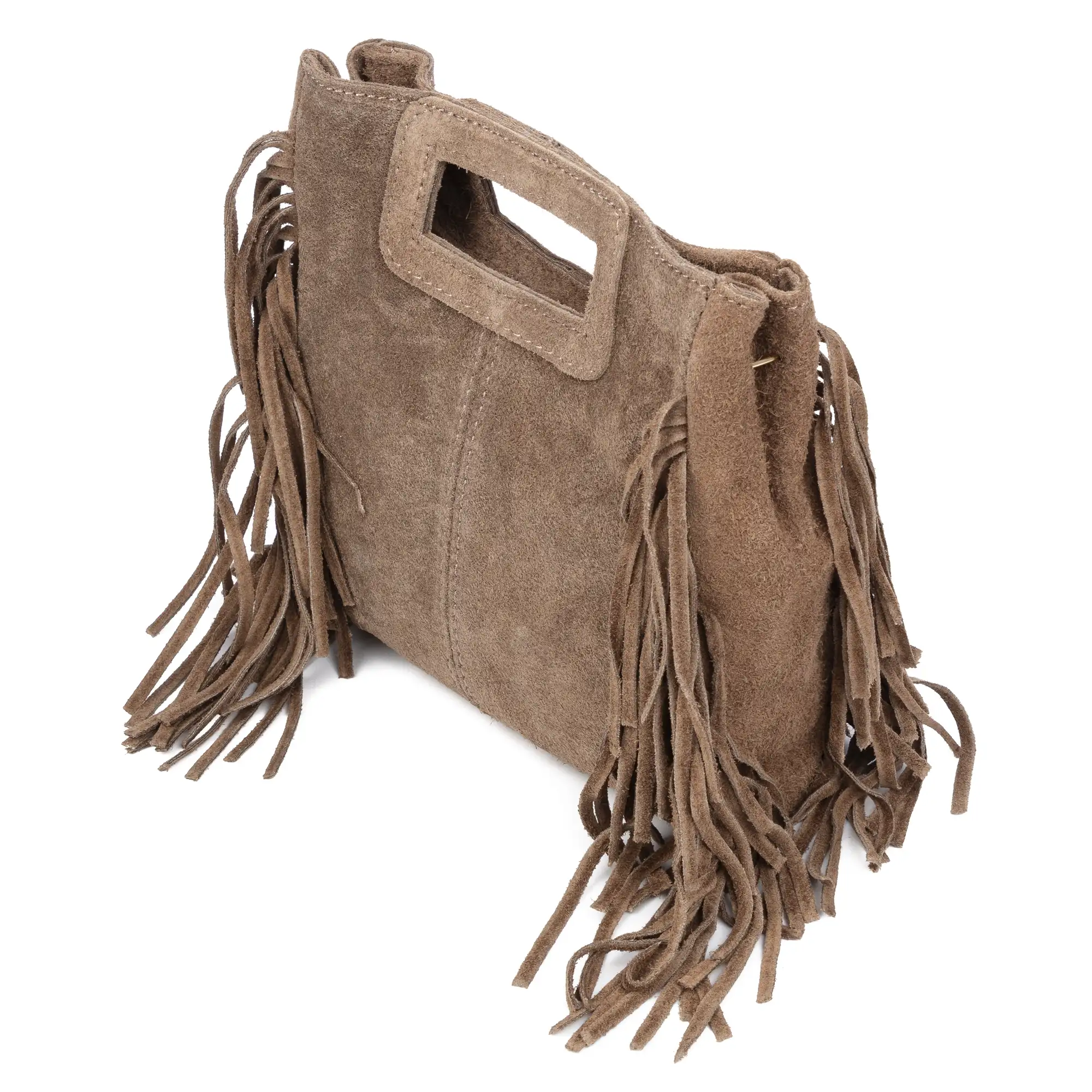 Barbata bolso bandolera mujer. Piel auténtica Gamuza con tachuelas decorativas.