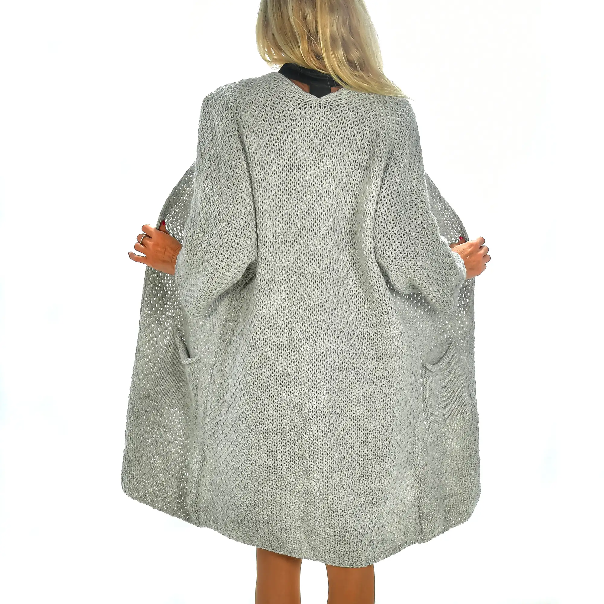 Cardigan largo abierto oversized talla única. Made in Italy.