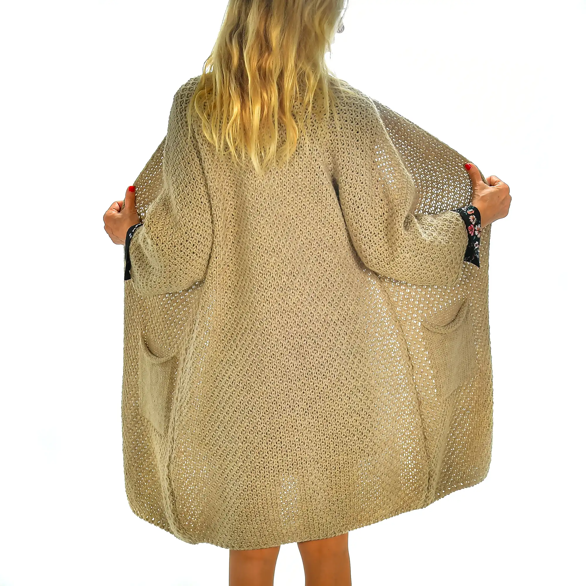 Cardigan largo abierto oversized talla única. Made in Italy.