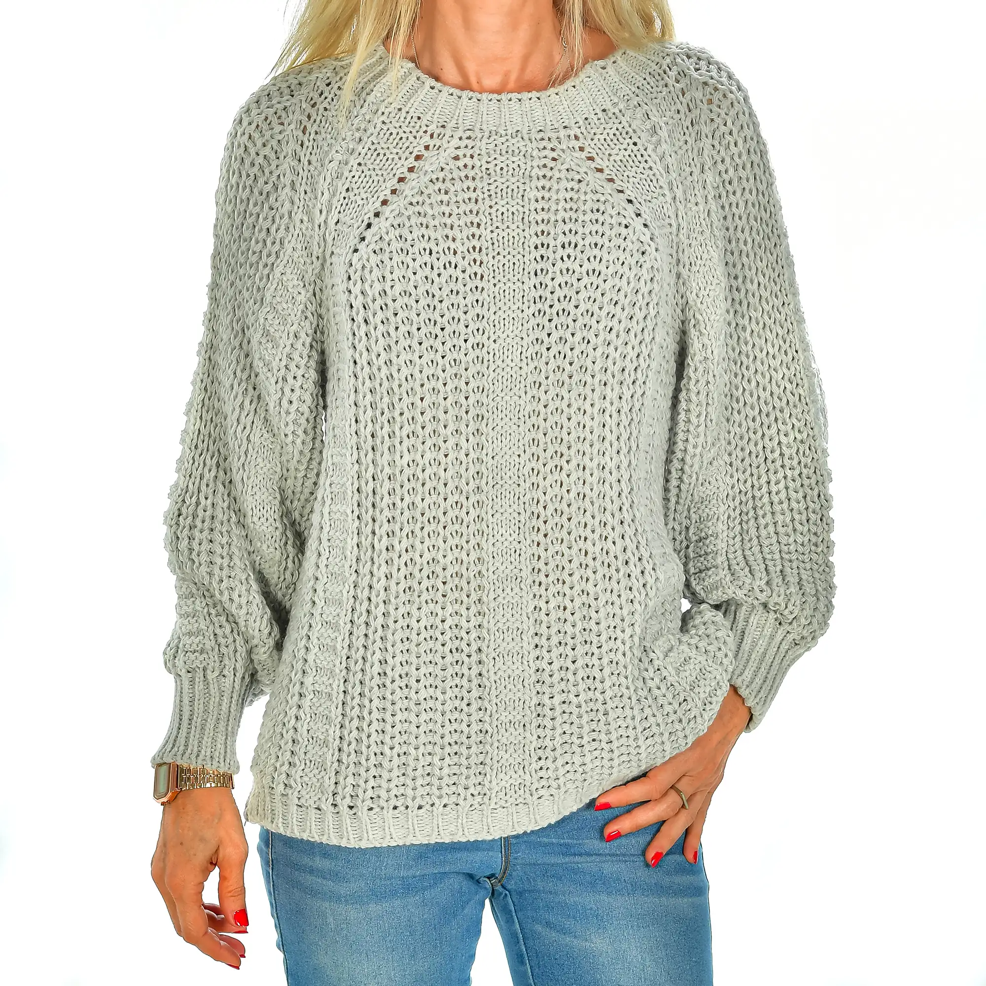 Jersey de cuello redondo oversized talla única. Made in Italy.