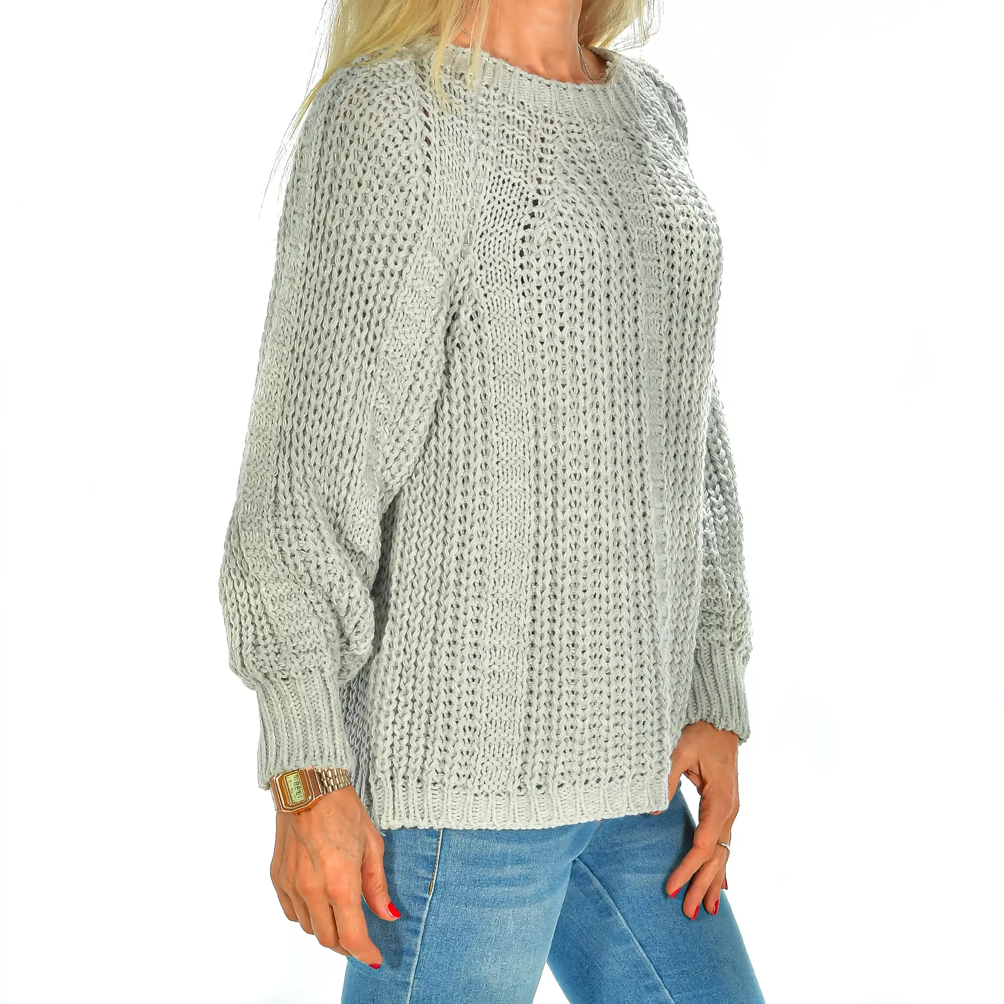 Jersey de cuello redondo oversized talla única. Made in Italy.