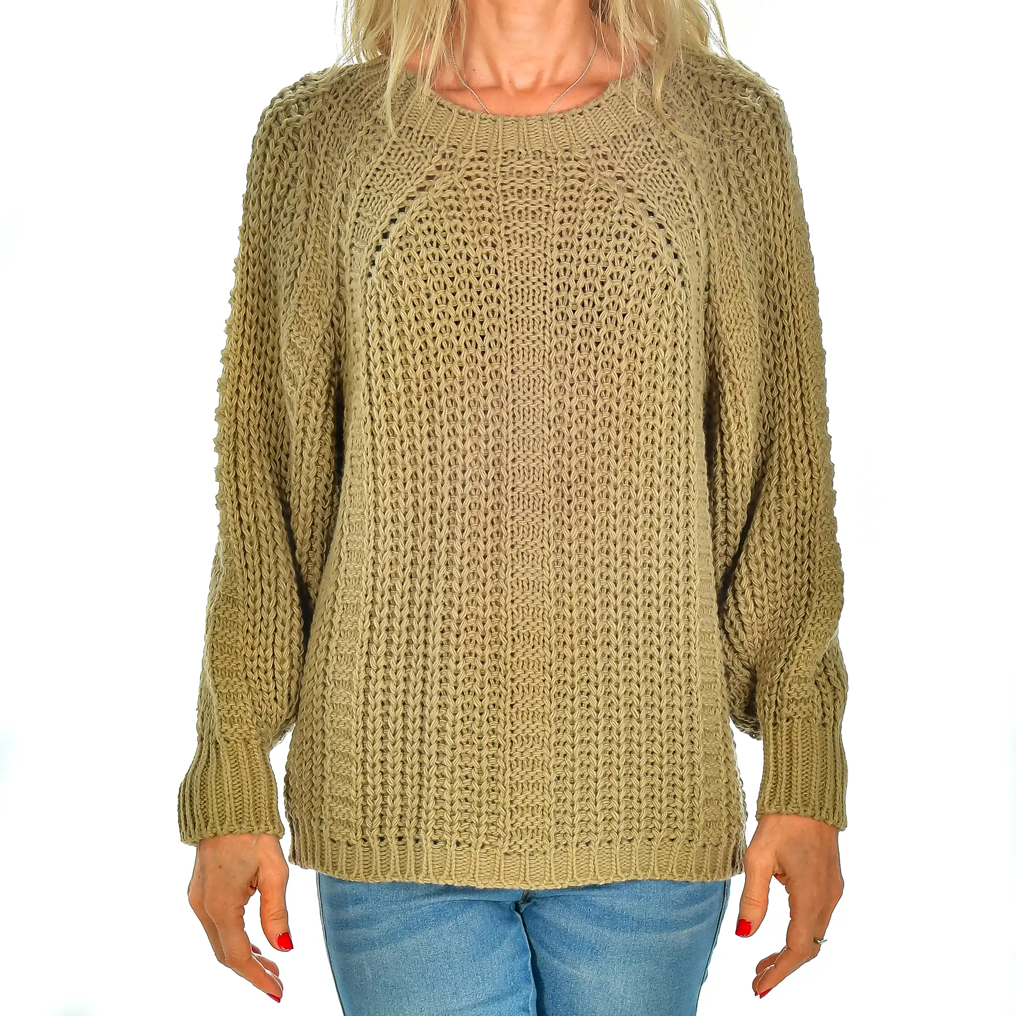 Jersey de cuello redondo oversized talla única. Made in Italy.