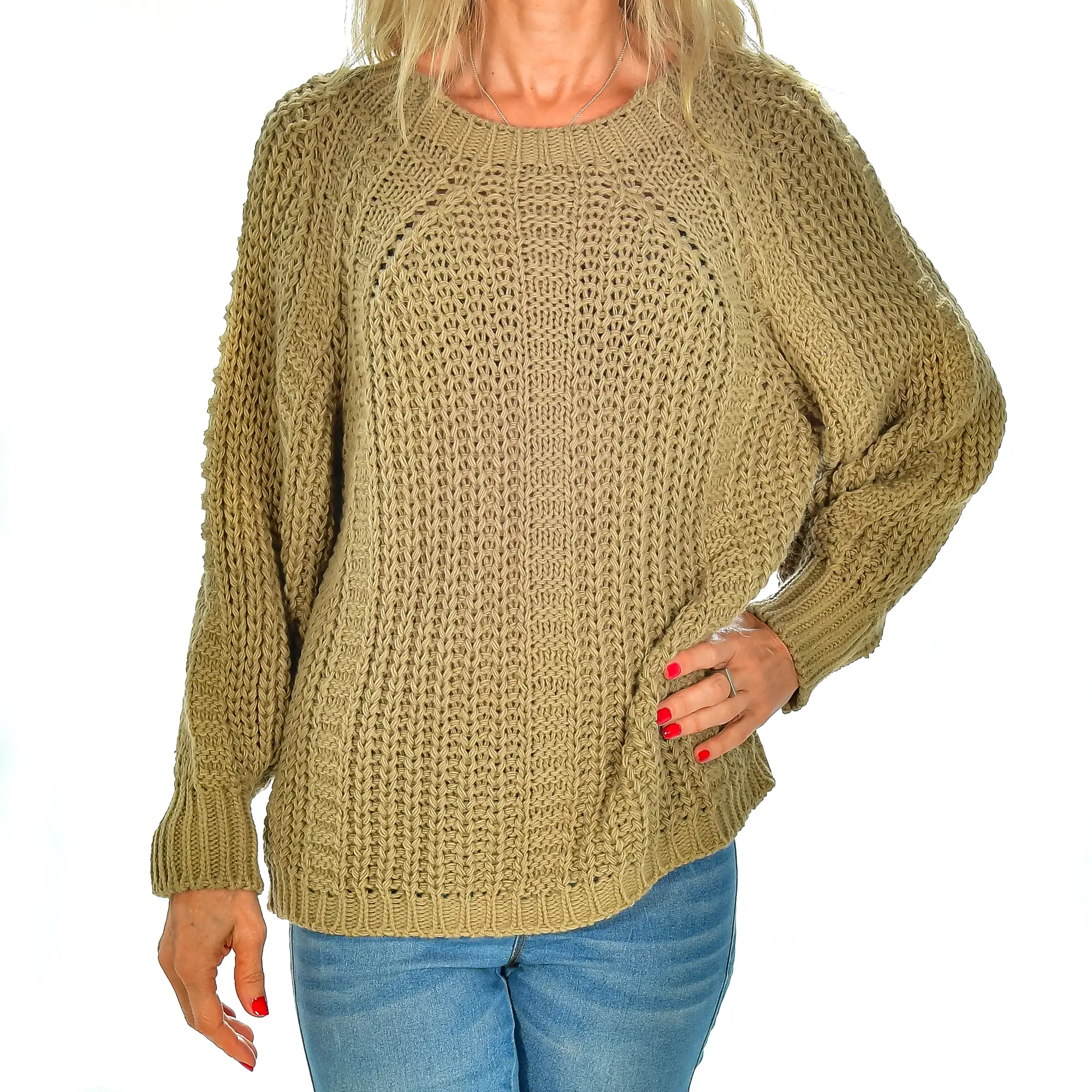 Jersey de cuello redondo oversized talla única. Made in Italy.