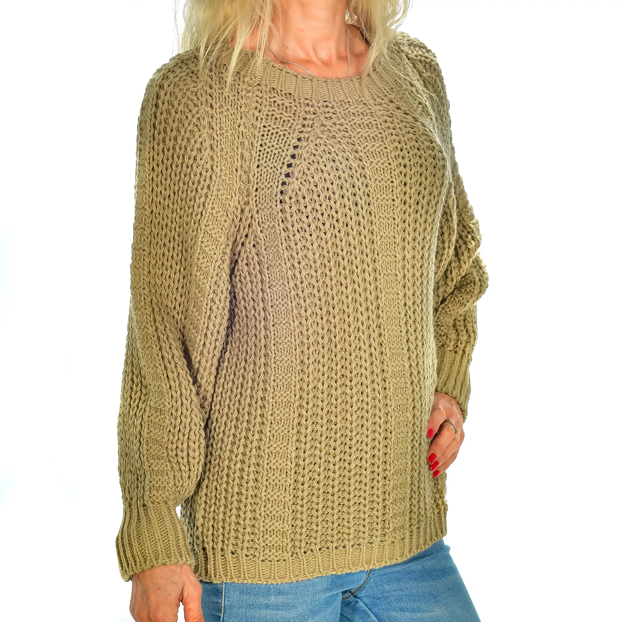 Jersey de cuello redondo oversized talla única. Made in Italy.