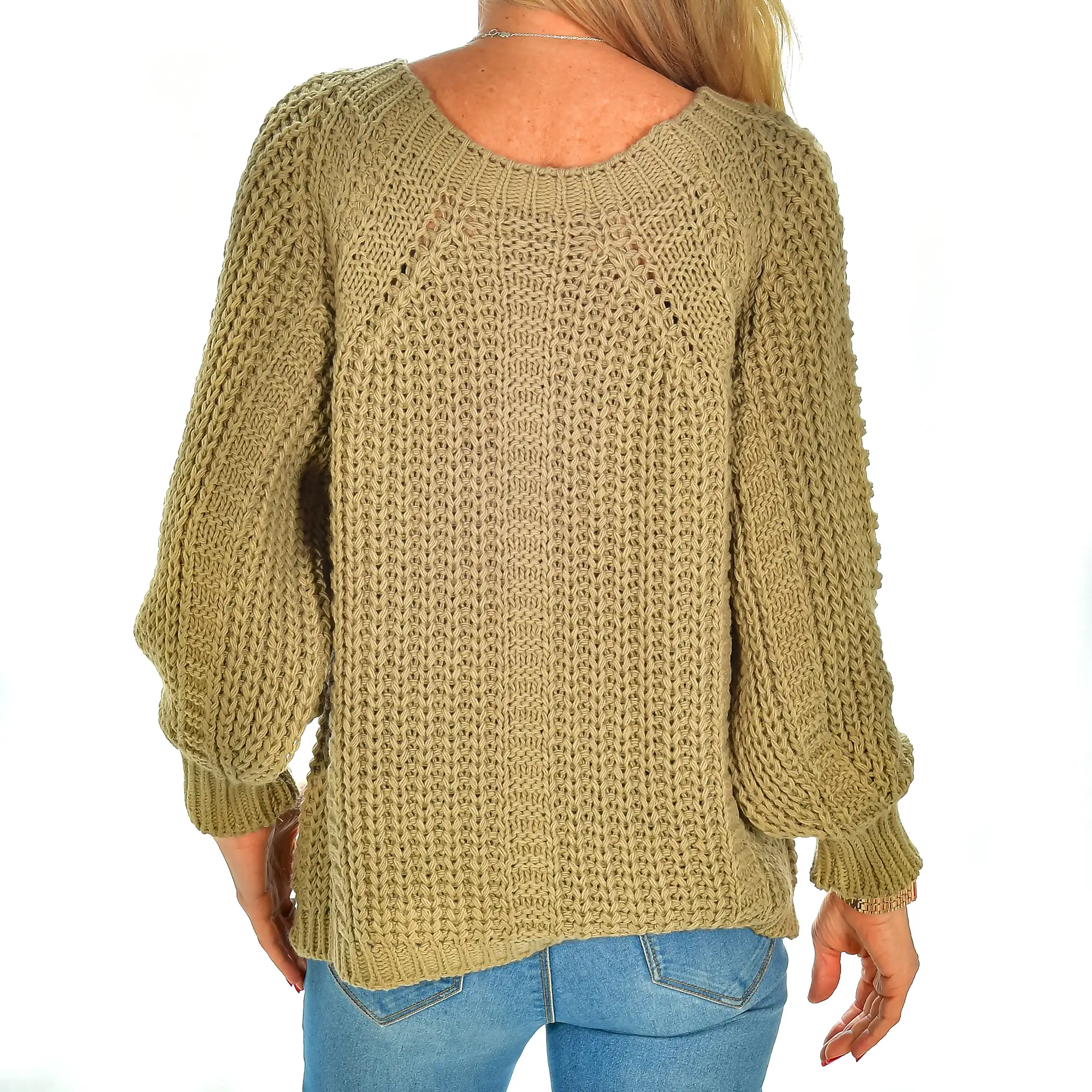 Jersey de cuello redondo oversized talla única. Made in Italy.