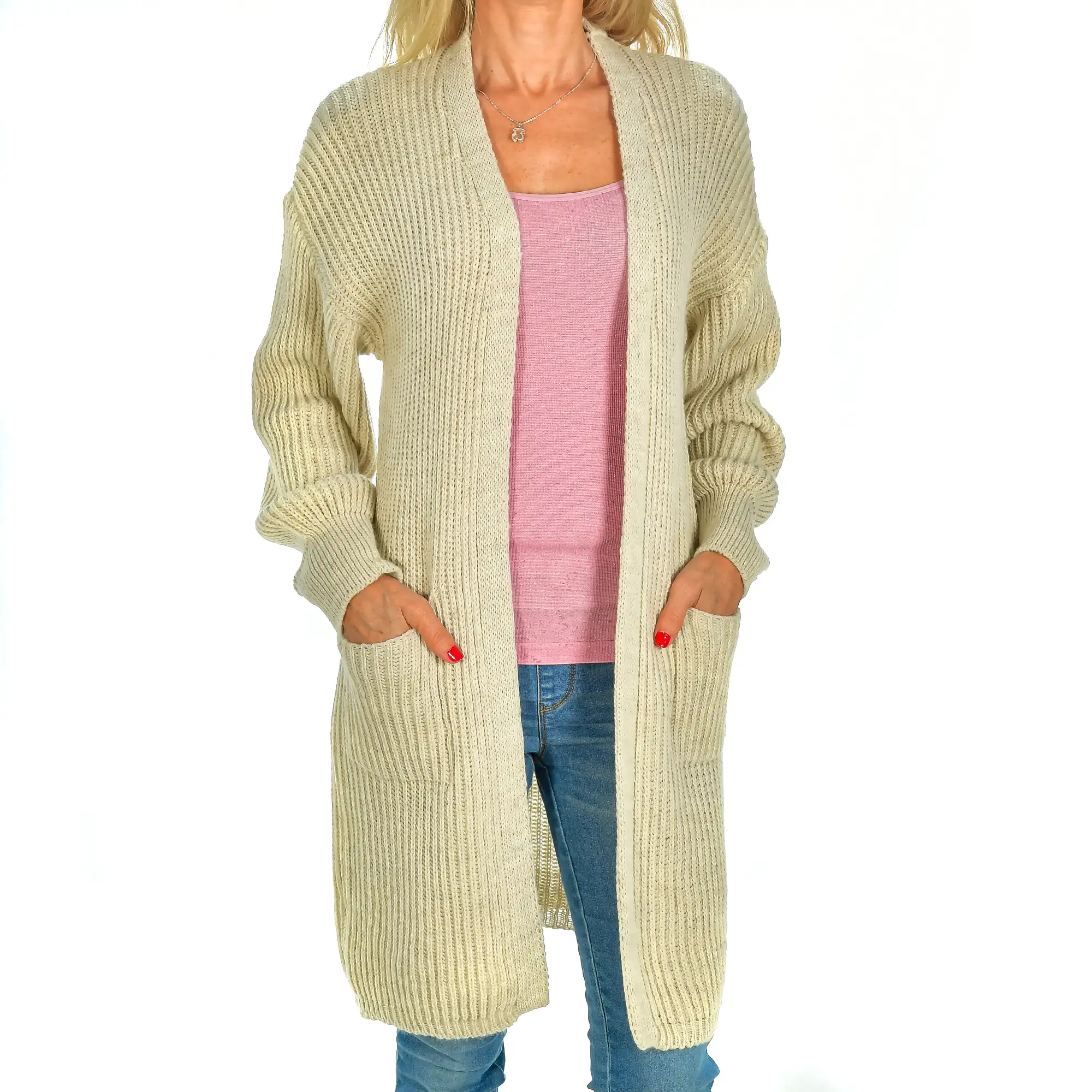 Cardigan largo oversized talla única. Made in Italy.