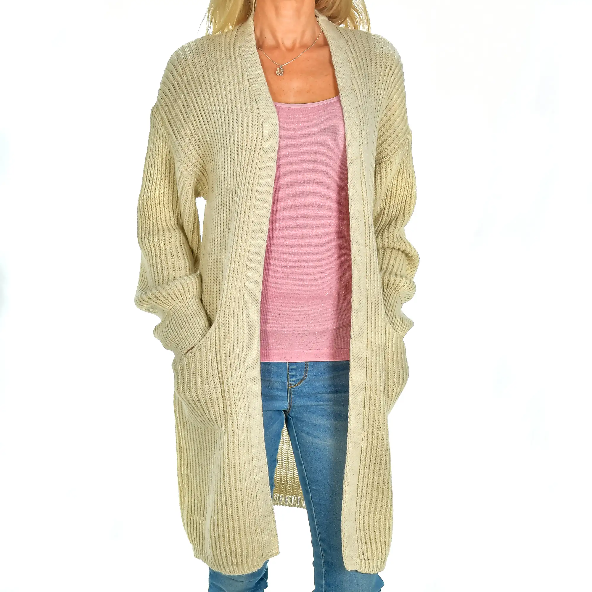 Cardigan largo oversized talla única. Made in Italy.