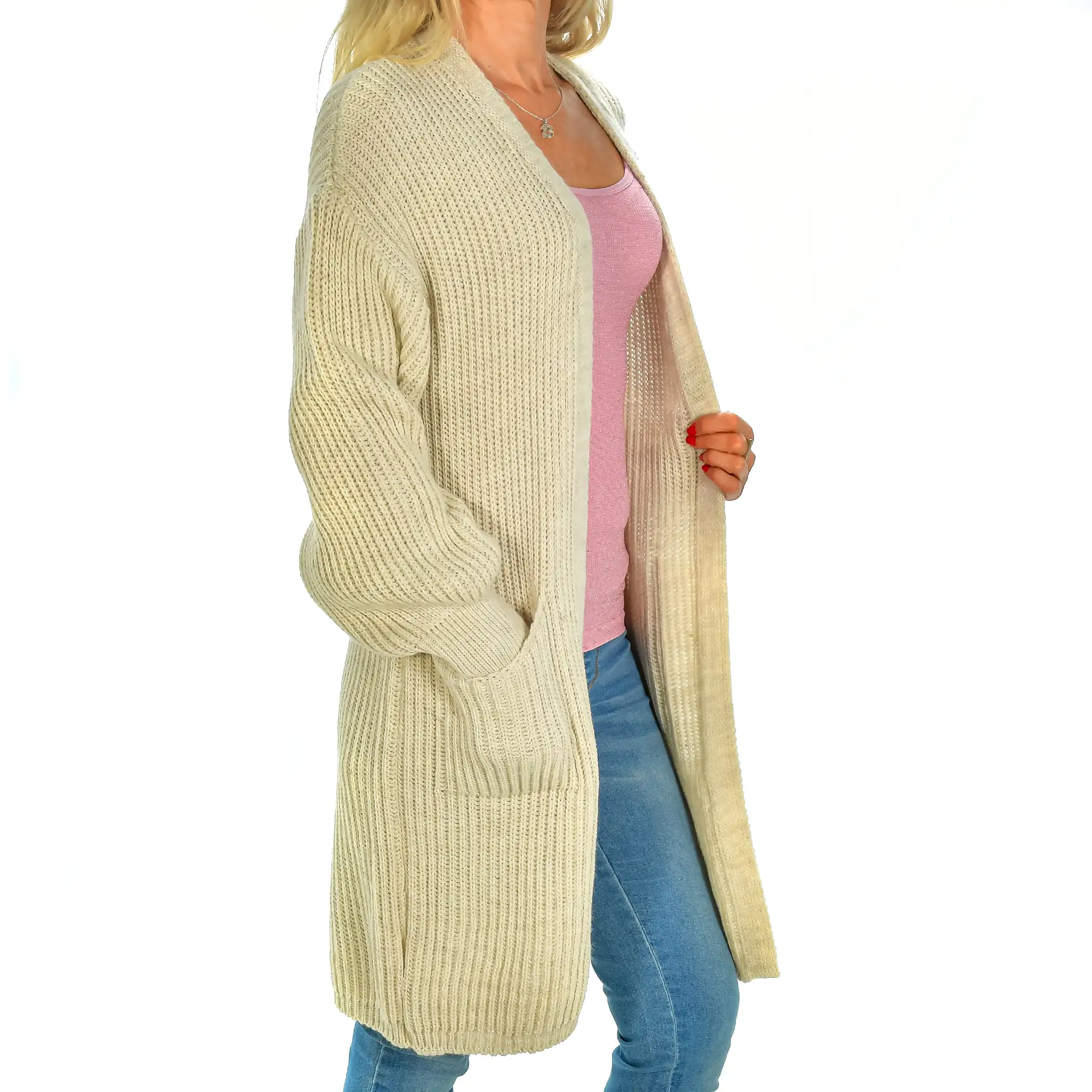 Cardigan largo oversized talla única. Made in Italy.