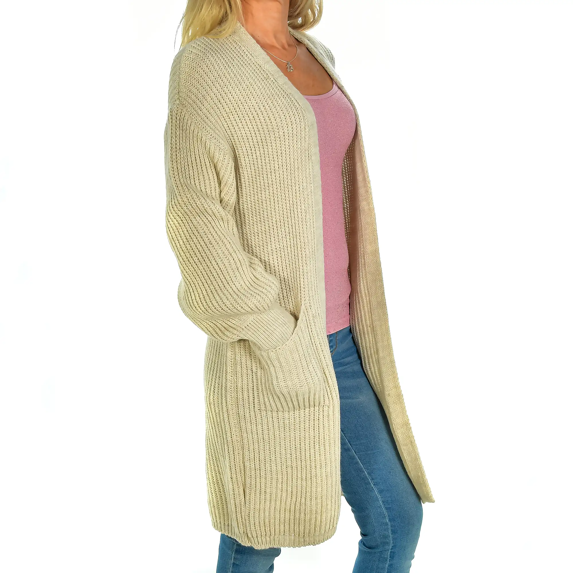 Cardigan largo oversized talla única. Made in Italy.