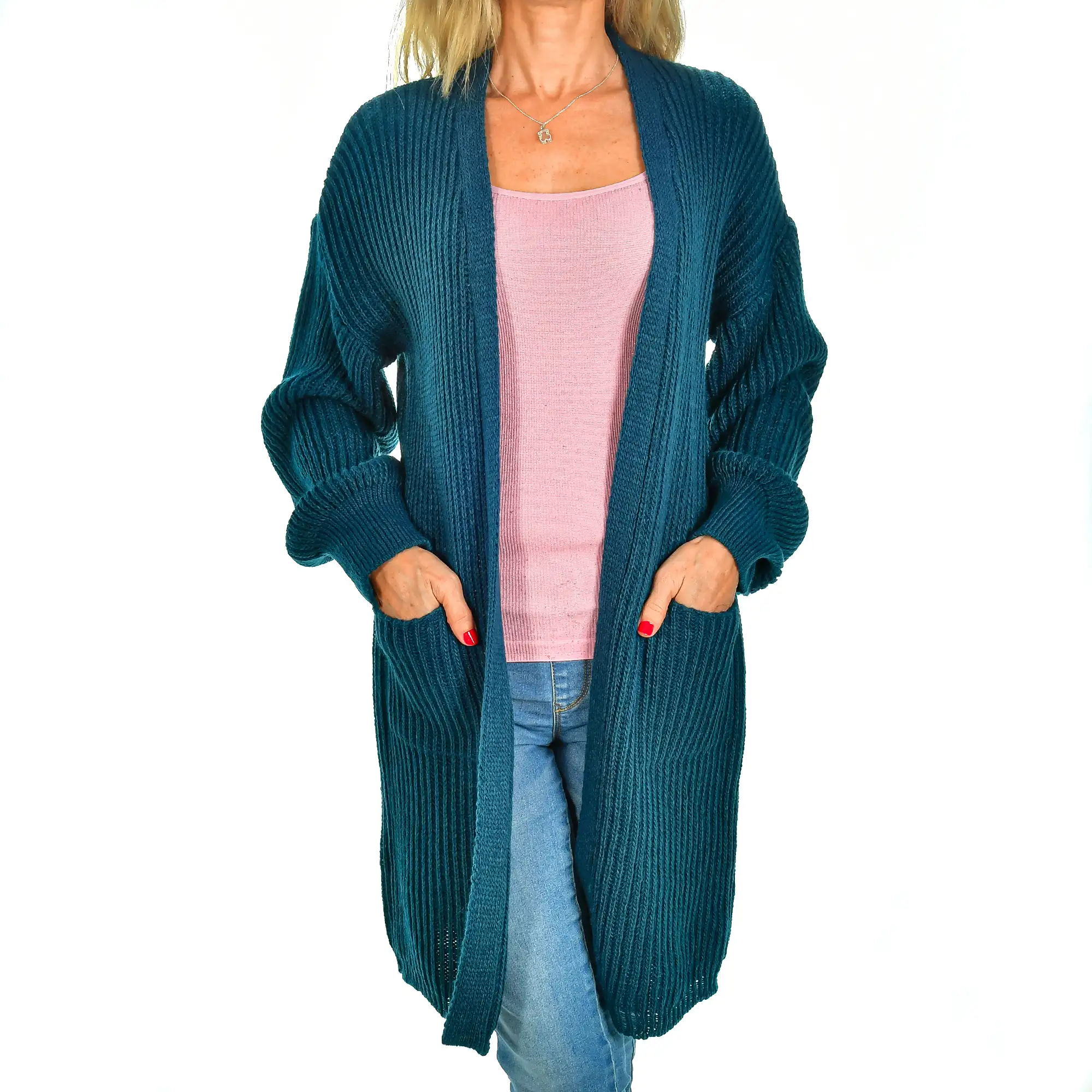 Cardigan largo oversized talla única. Made in Italy.