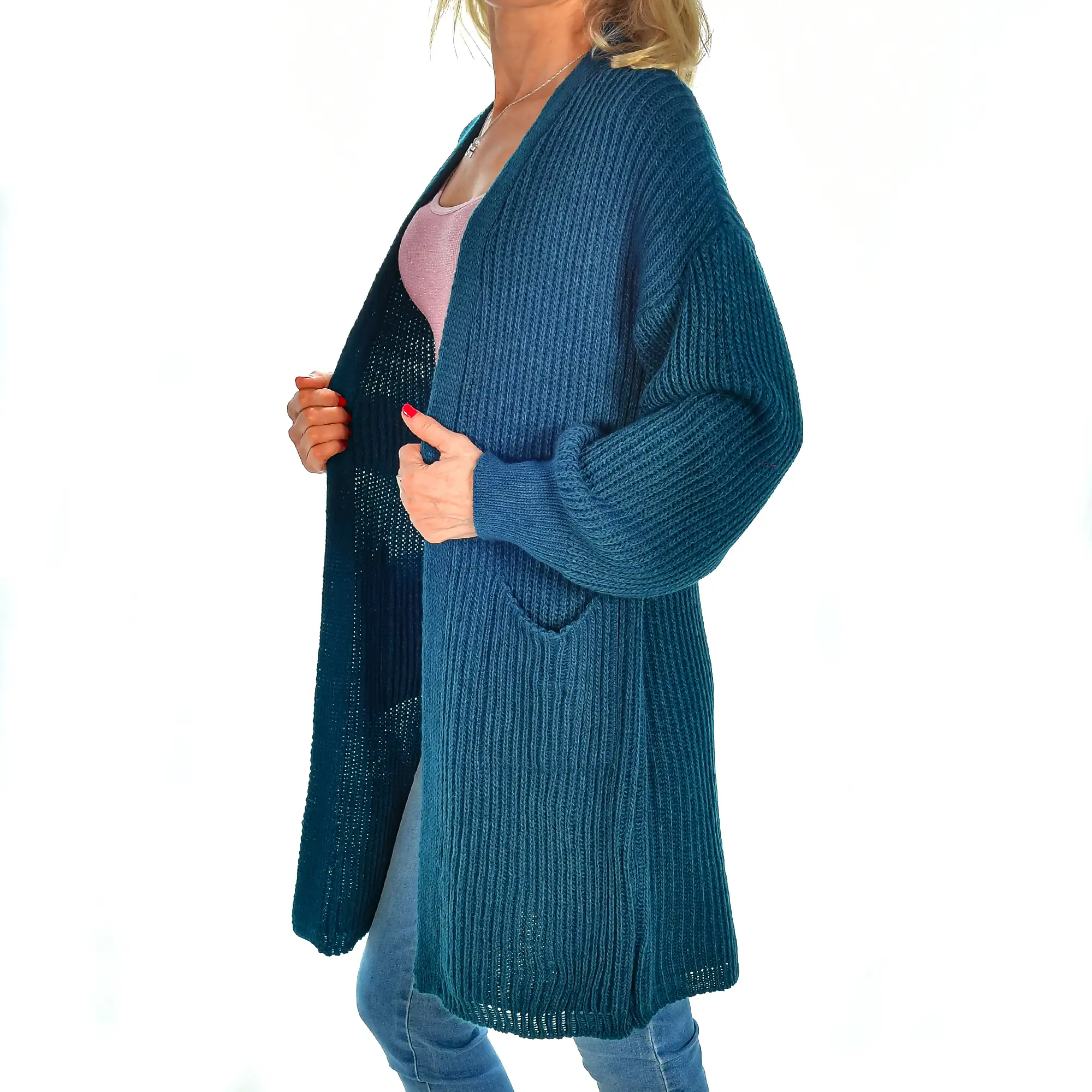 Cardigan largo oversized talla única. Made in Italy.