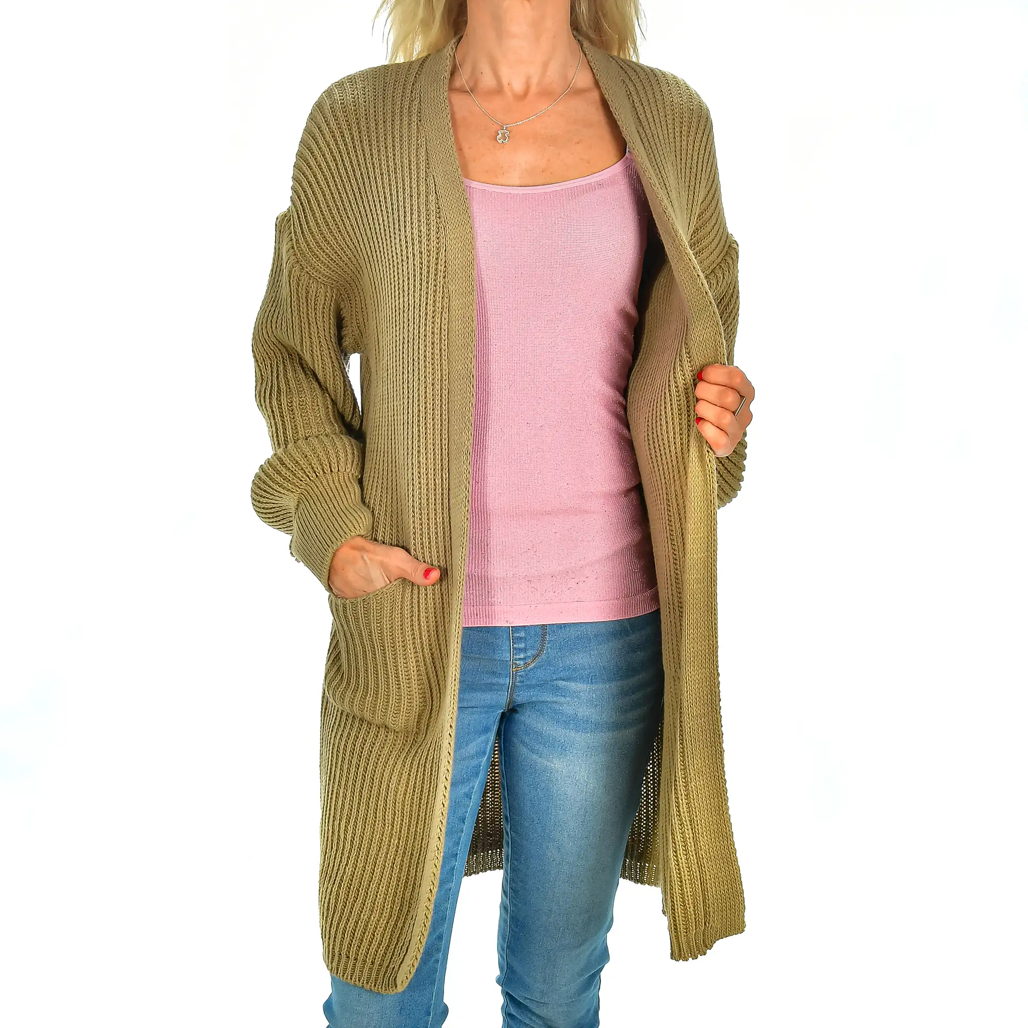 Cardigan largo oversized talla única. Made in Italy.