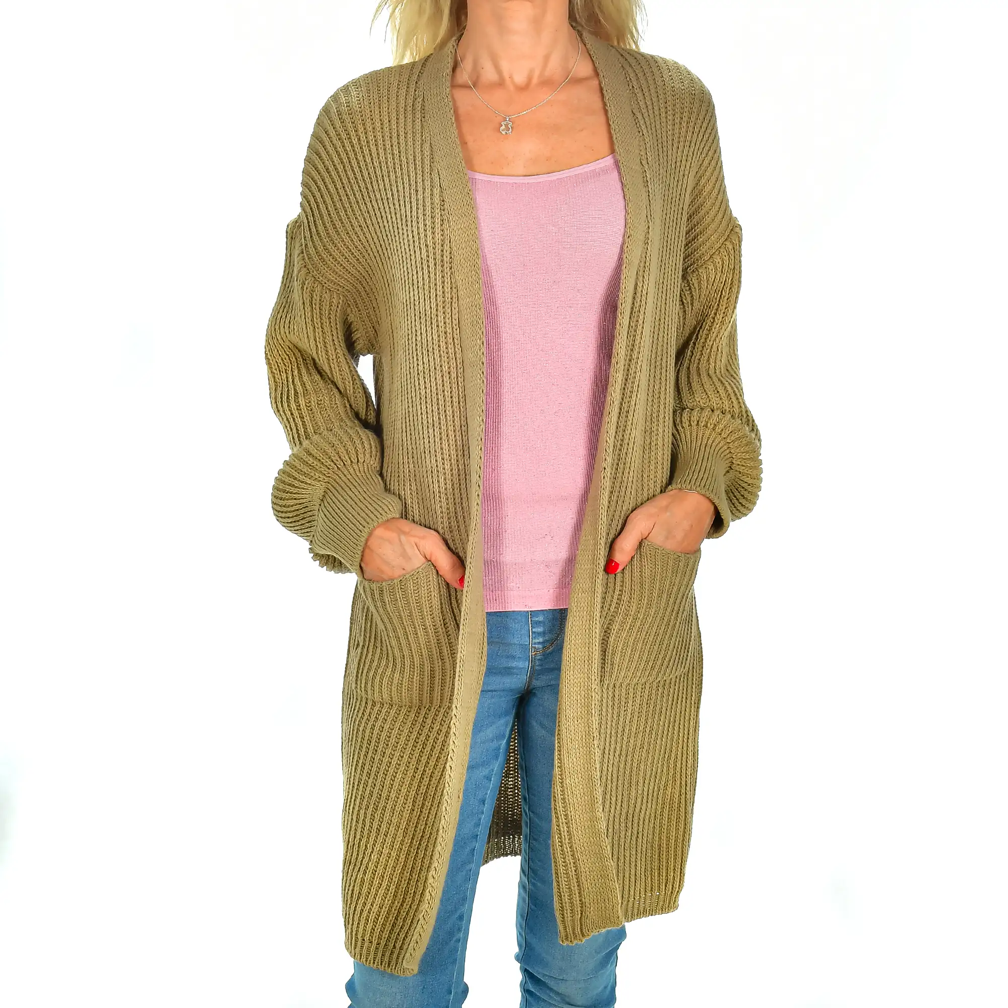 Cardigan largo oversized talla única. Made in Italy.