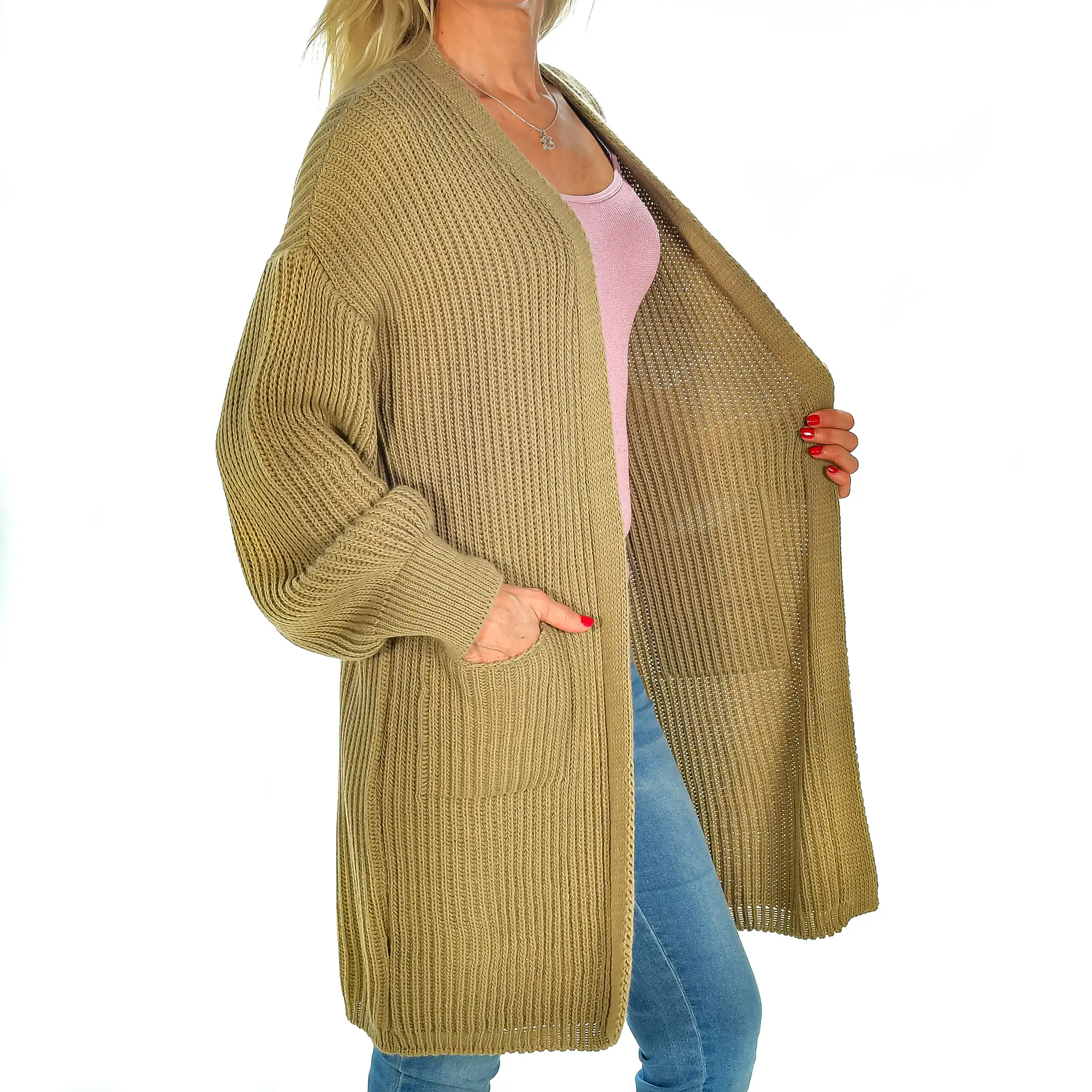 Cardigan largo oversized talla única. Made in Italy.