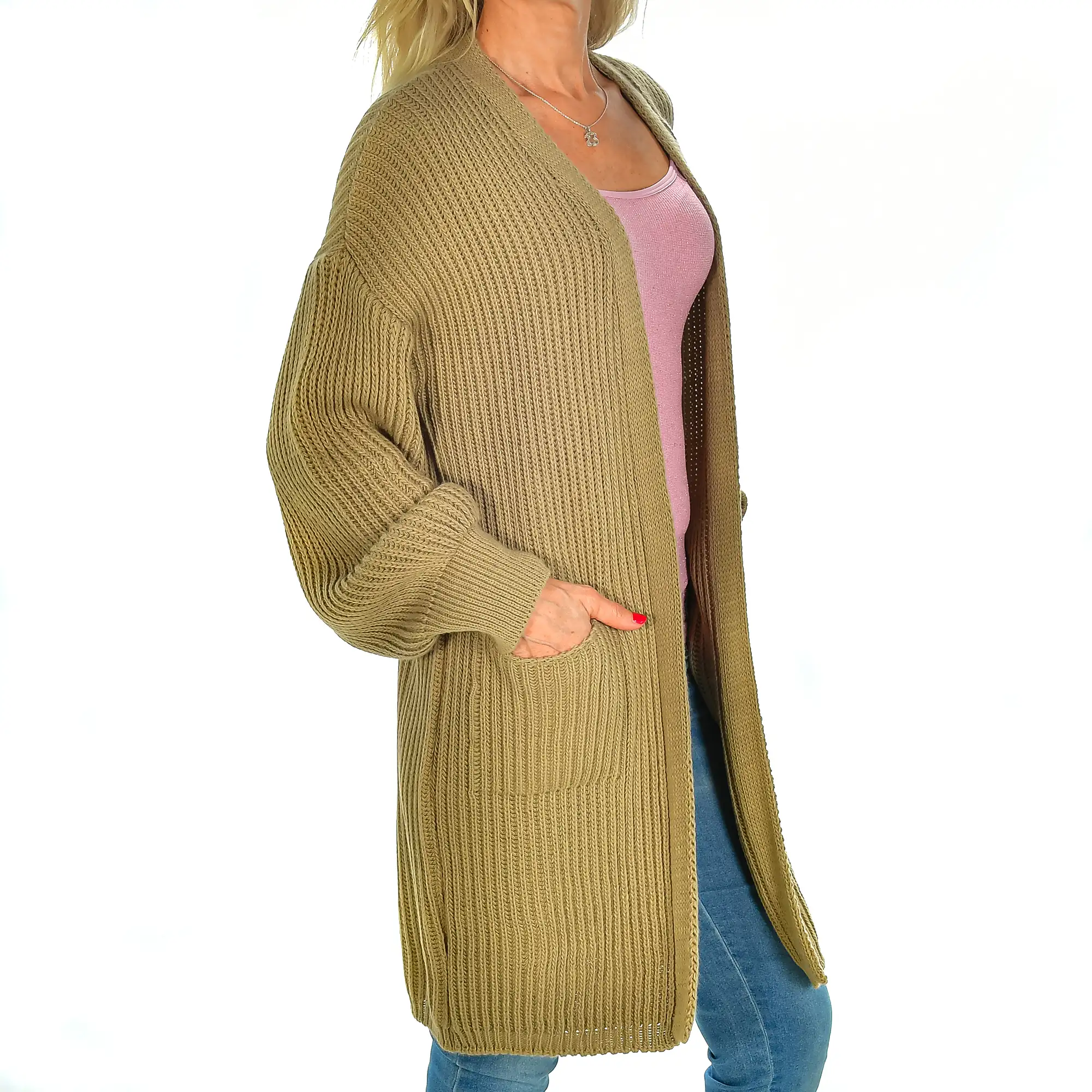 Cardigan largo oversized talla única. Made in Italy.