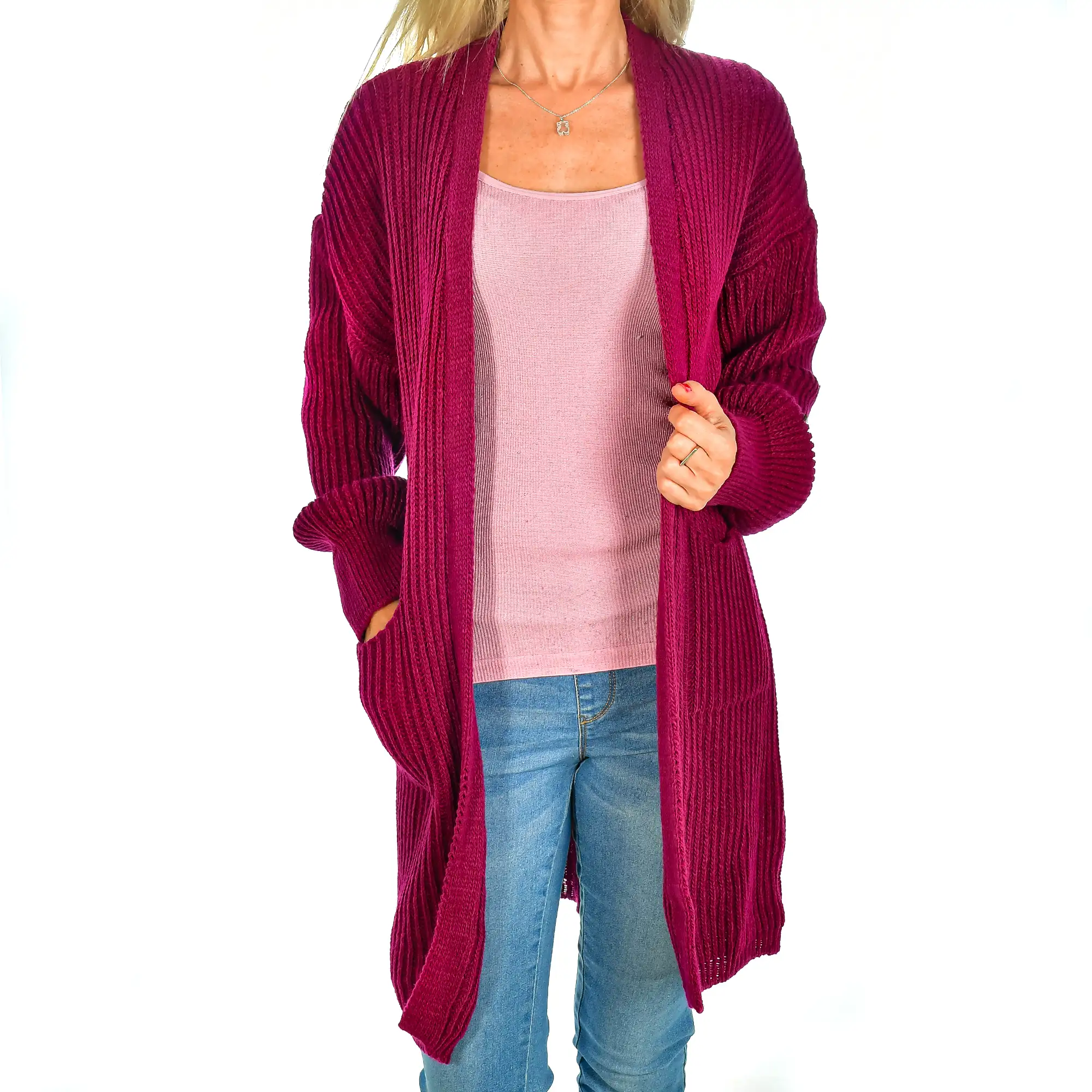 Cardigan largo oversized talla única. Made in Italy.