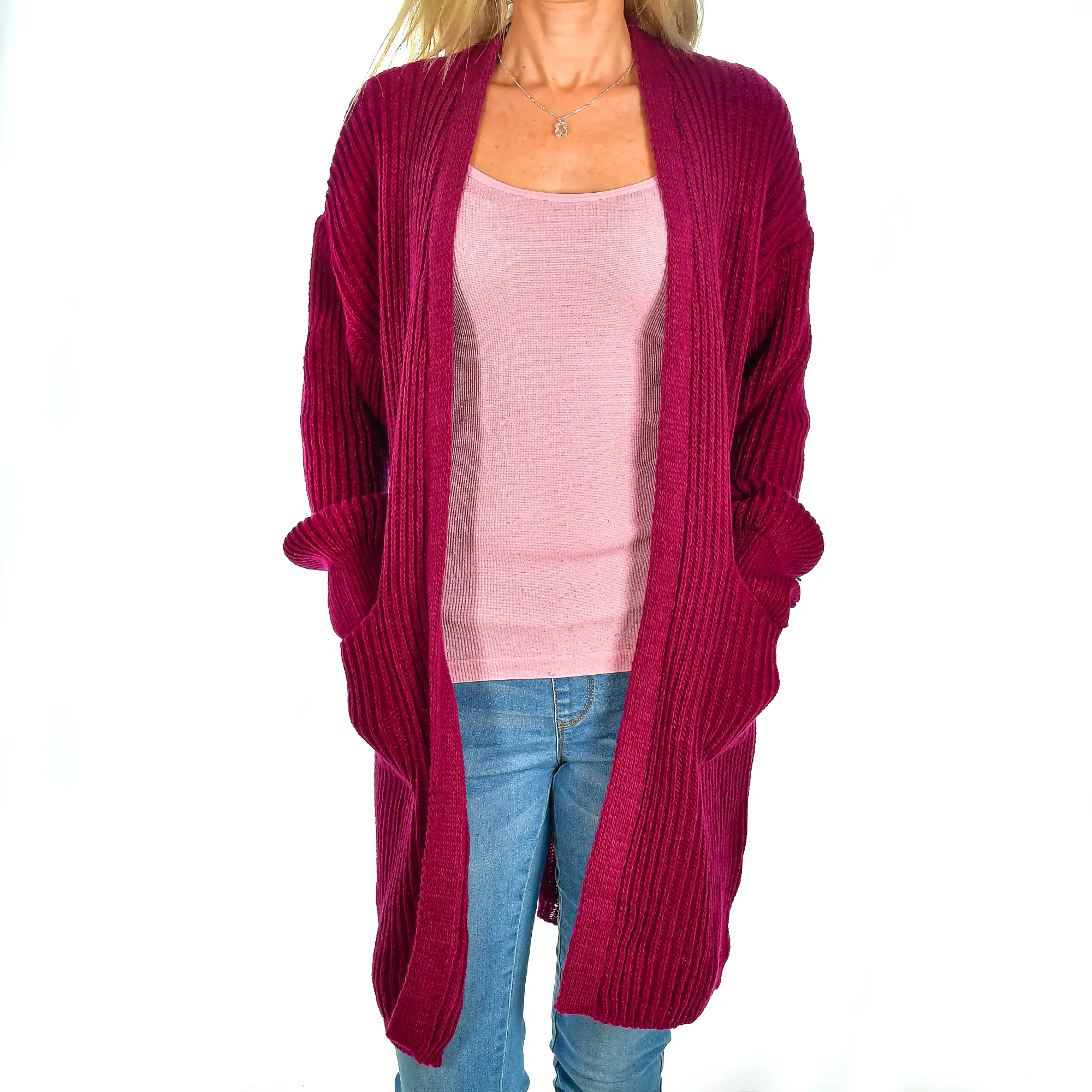 Cardigan largo oversized talla única. Made in Italy.