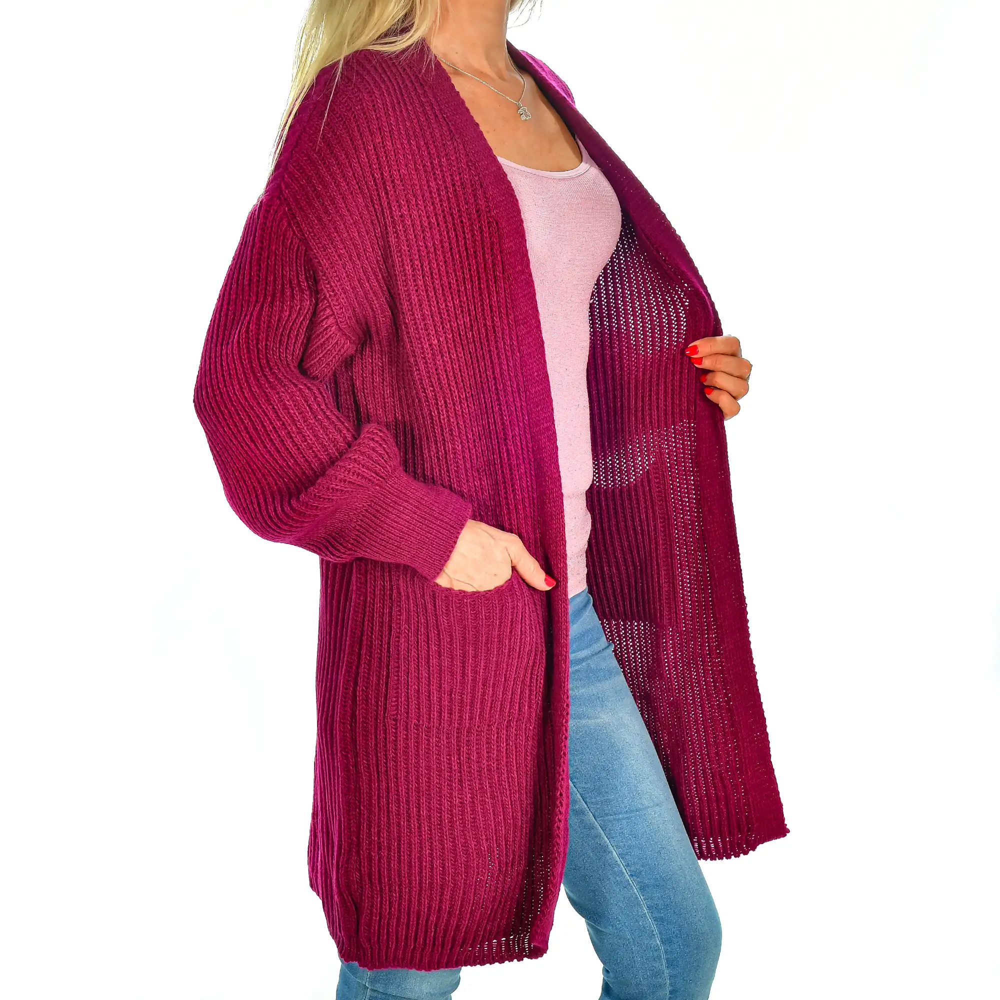 Cardigan largo oversized talla única. Made in Italy.