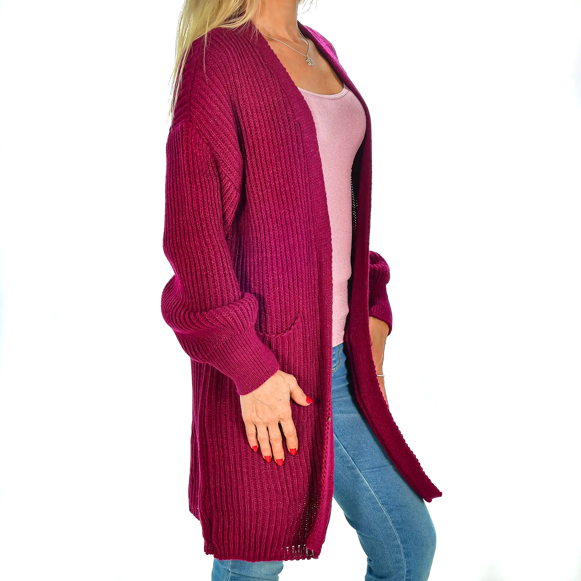 Cardigan largo oversized talla única. Made in Italy.