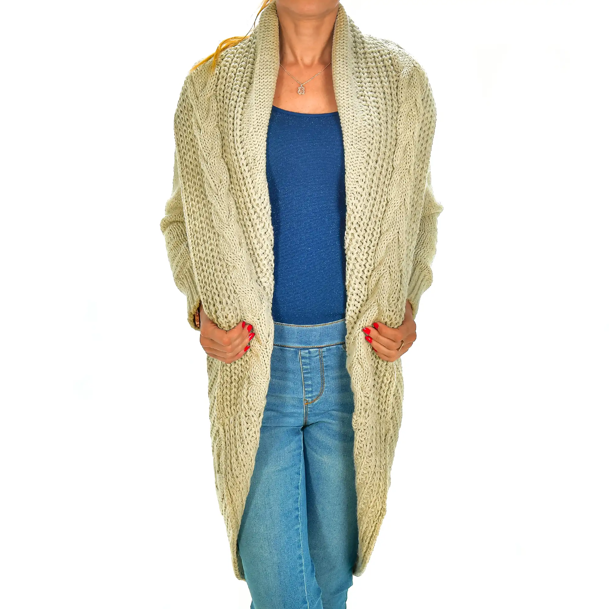 Cardigan largo oversized talla única. Made in Italy.