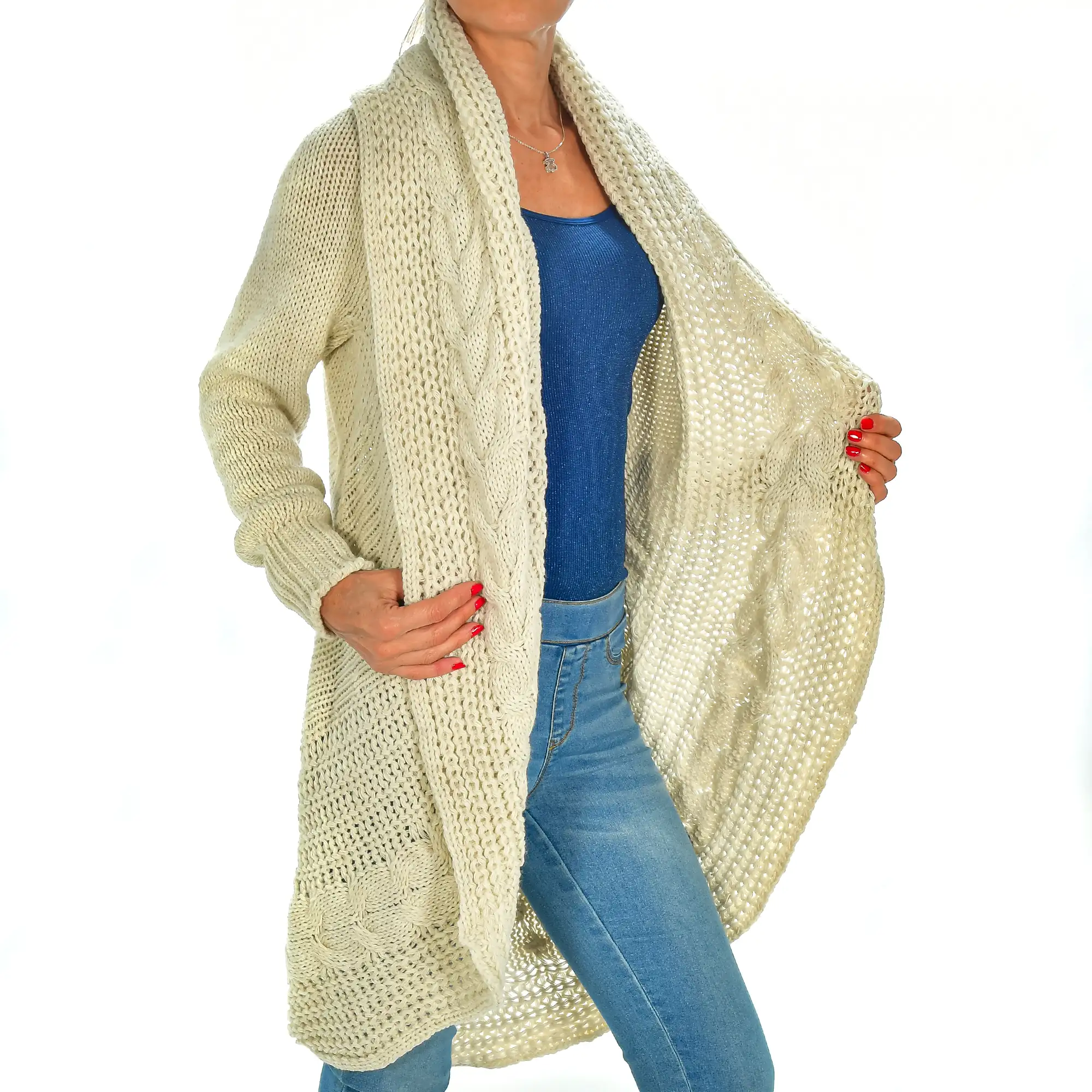 Cardigan largo oversized talla única. Made in Italy.