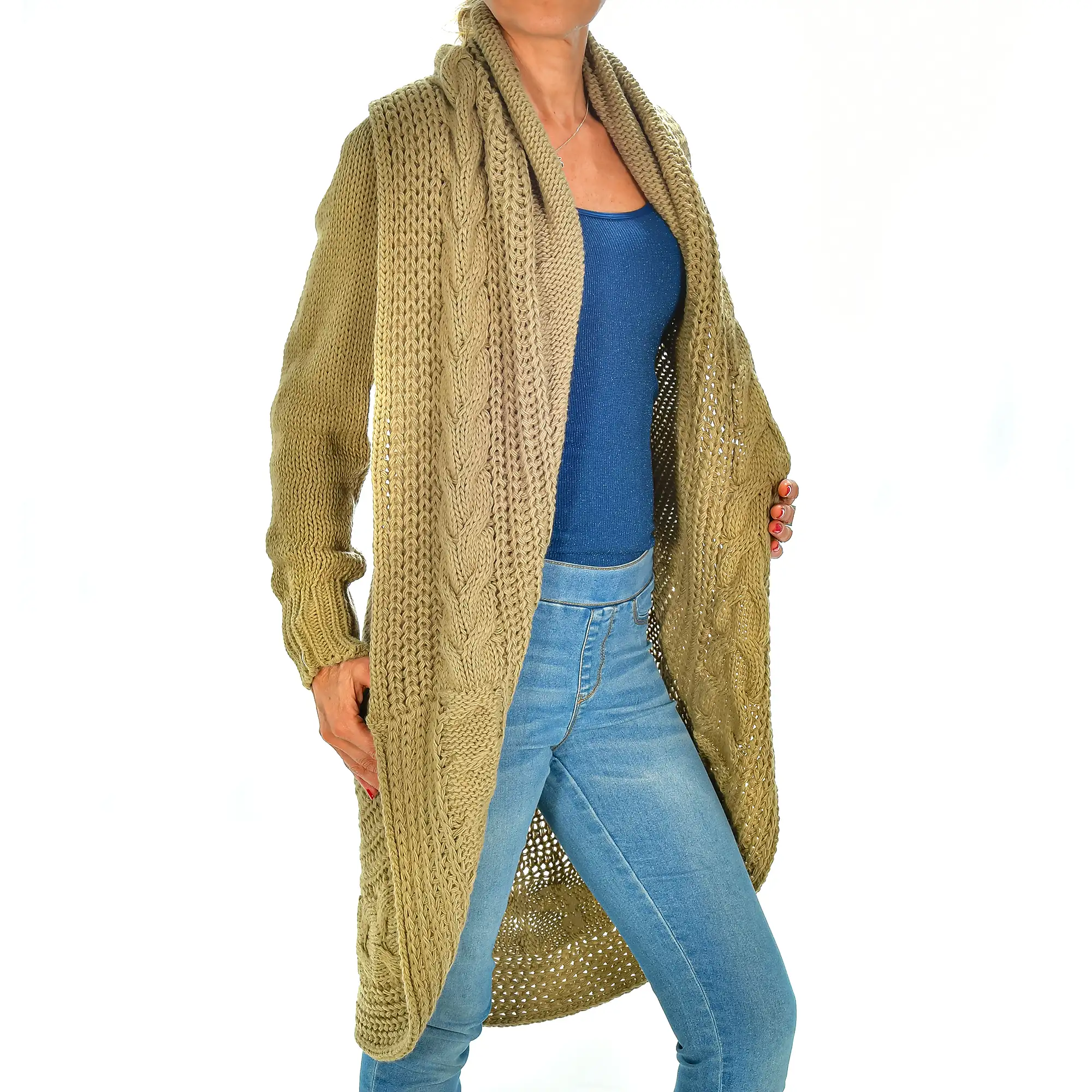 Cardigan largo oversized talla única. Made in Italy.