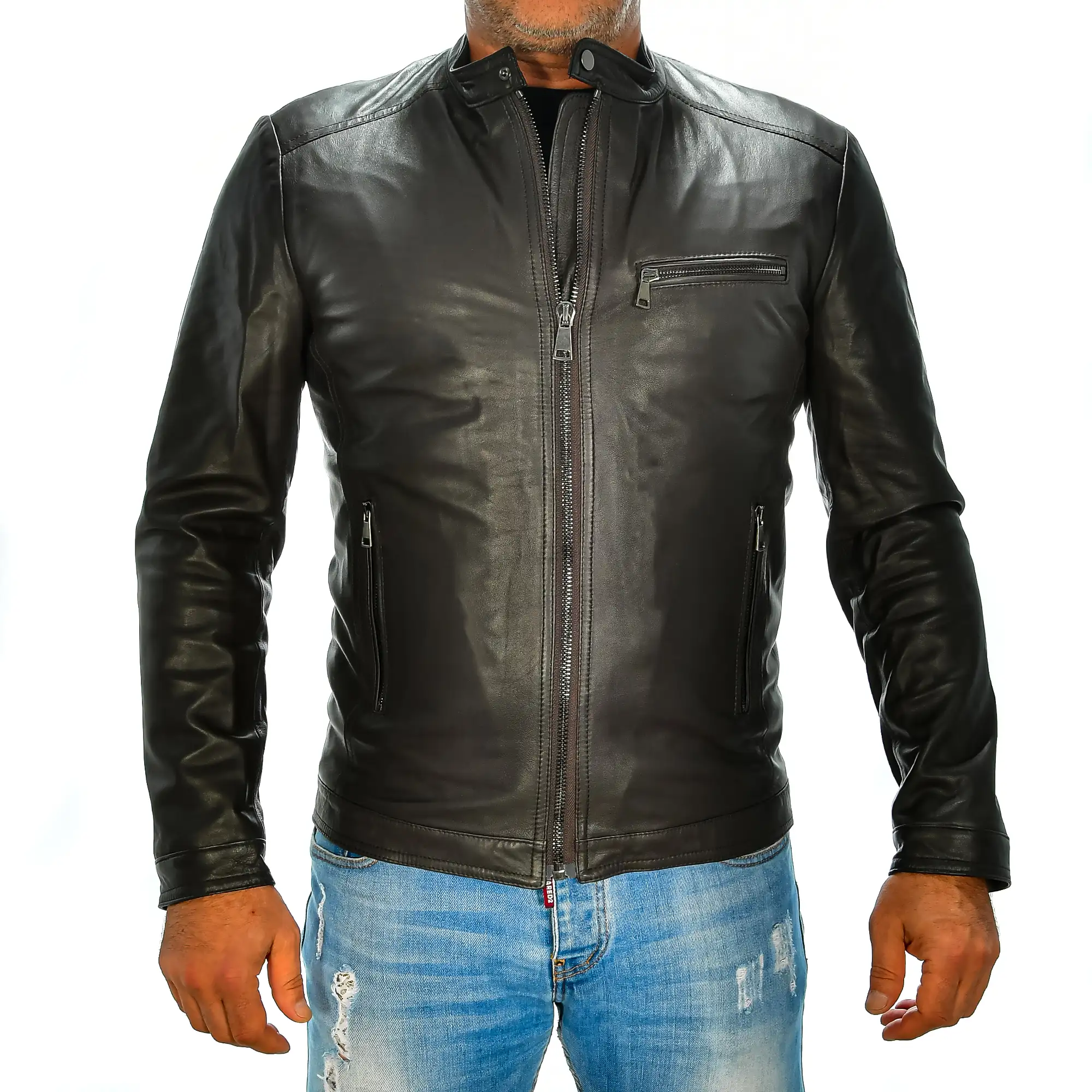 Chaqueta de hombre de piel auténtica.